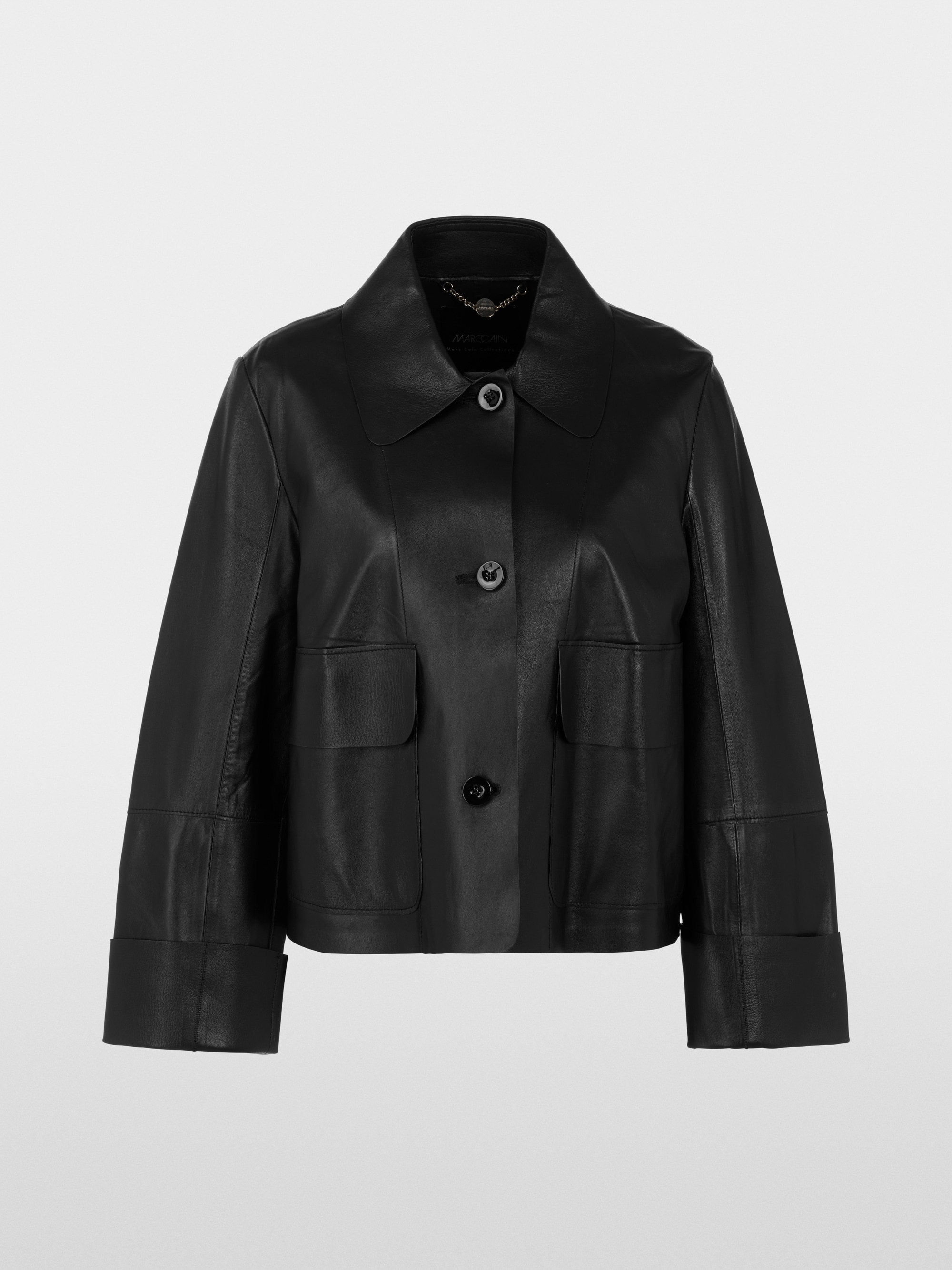 Cropped leather jacket
