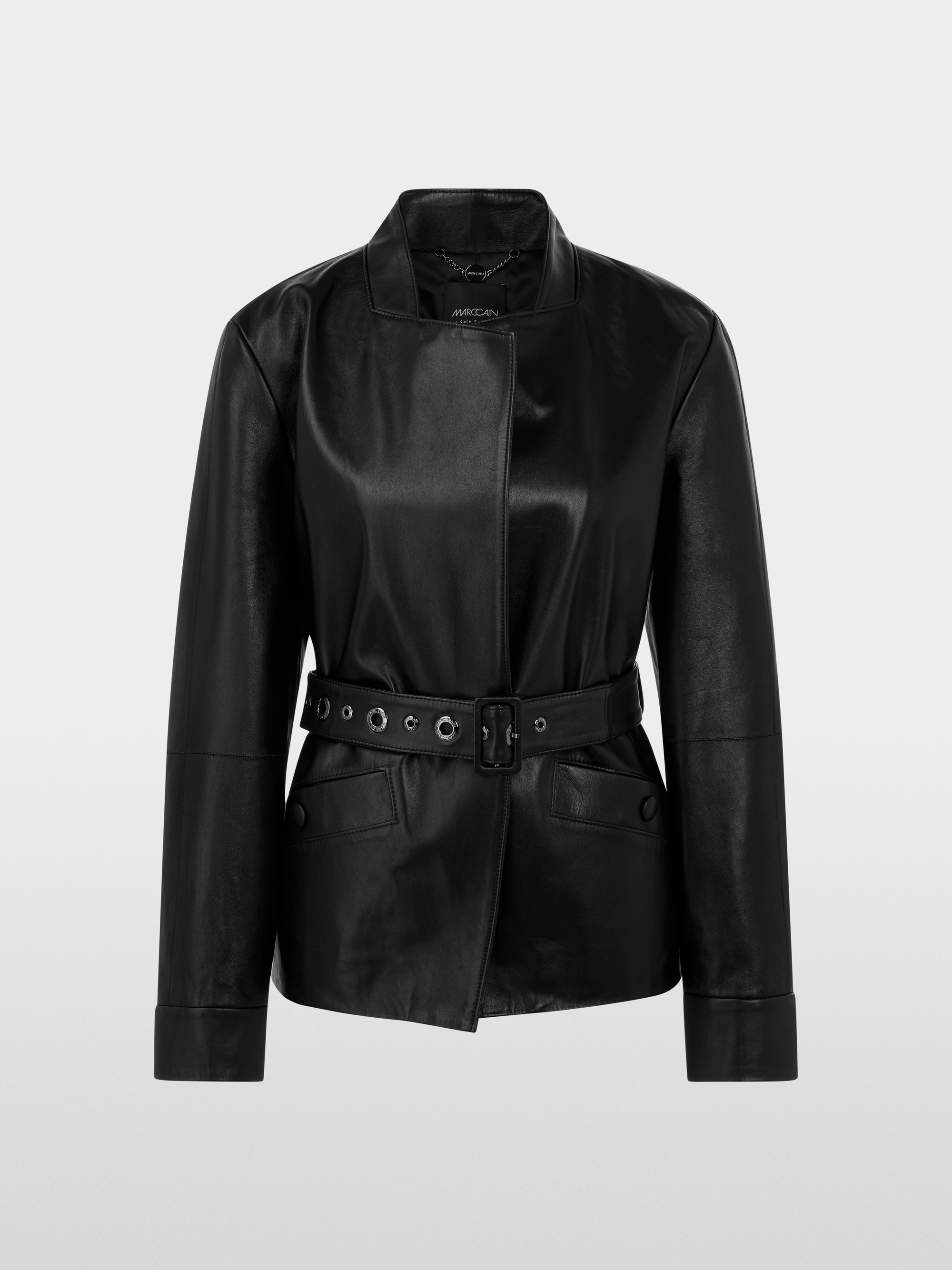 Cropped leather jacket