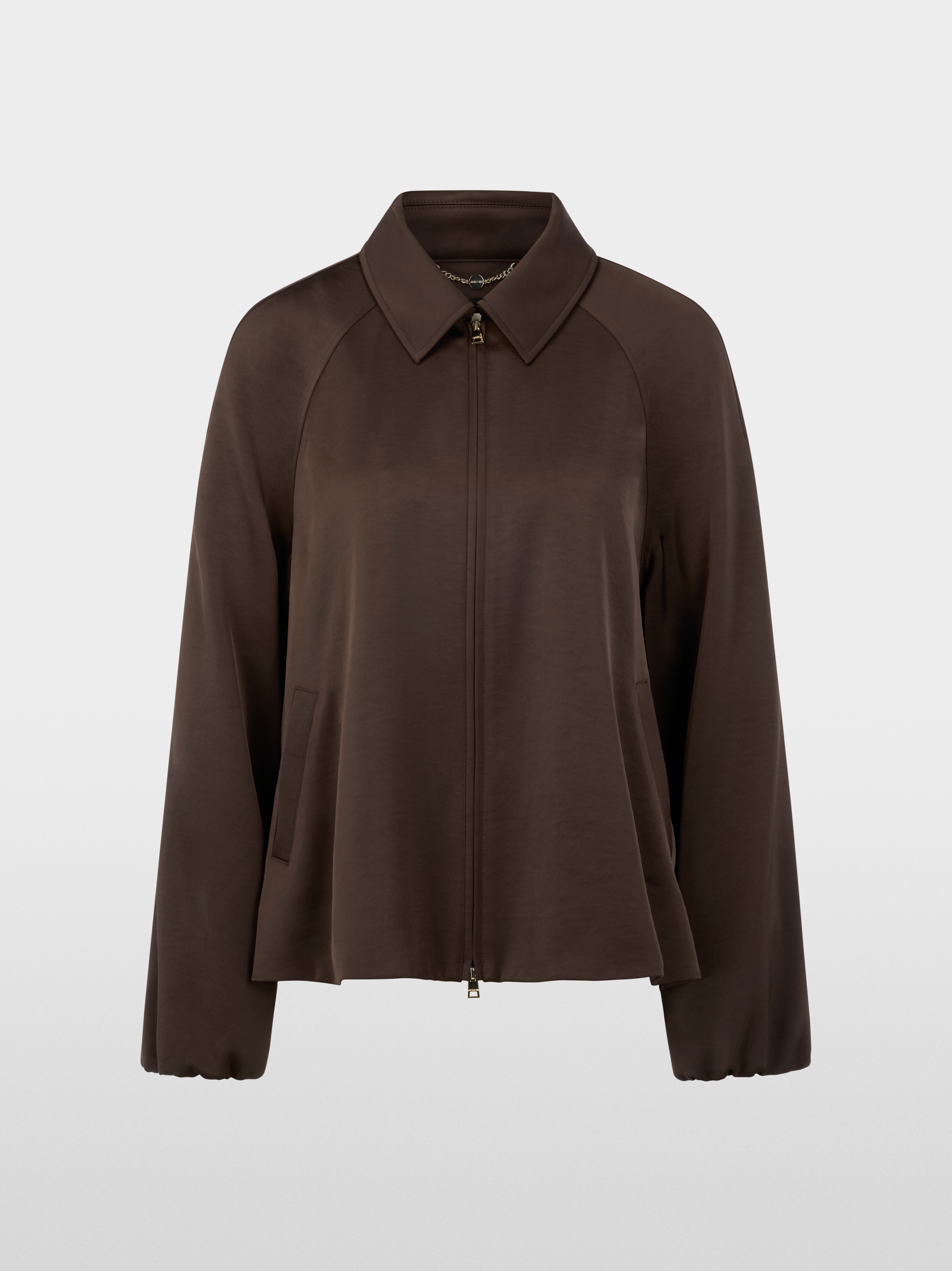 Flared jacket in shiny material