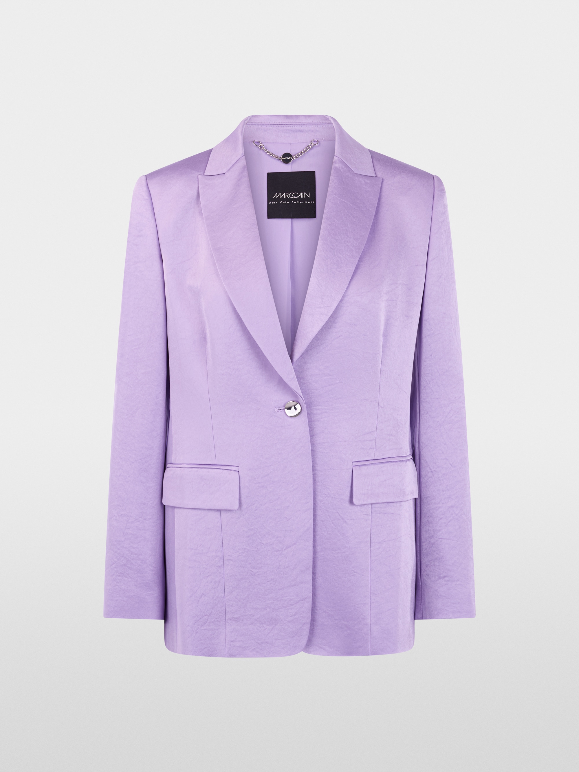 Satin blazer with silver button