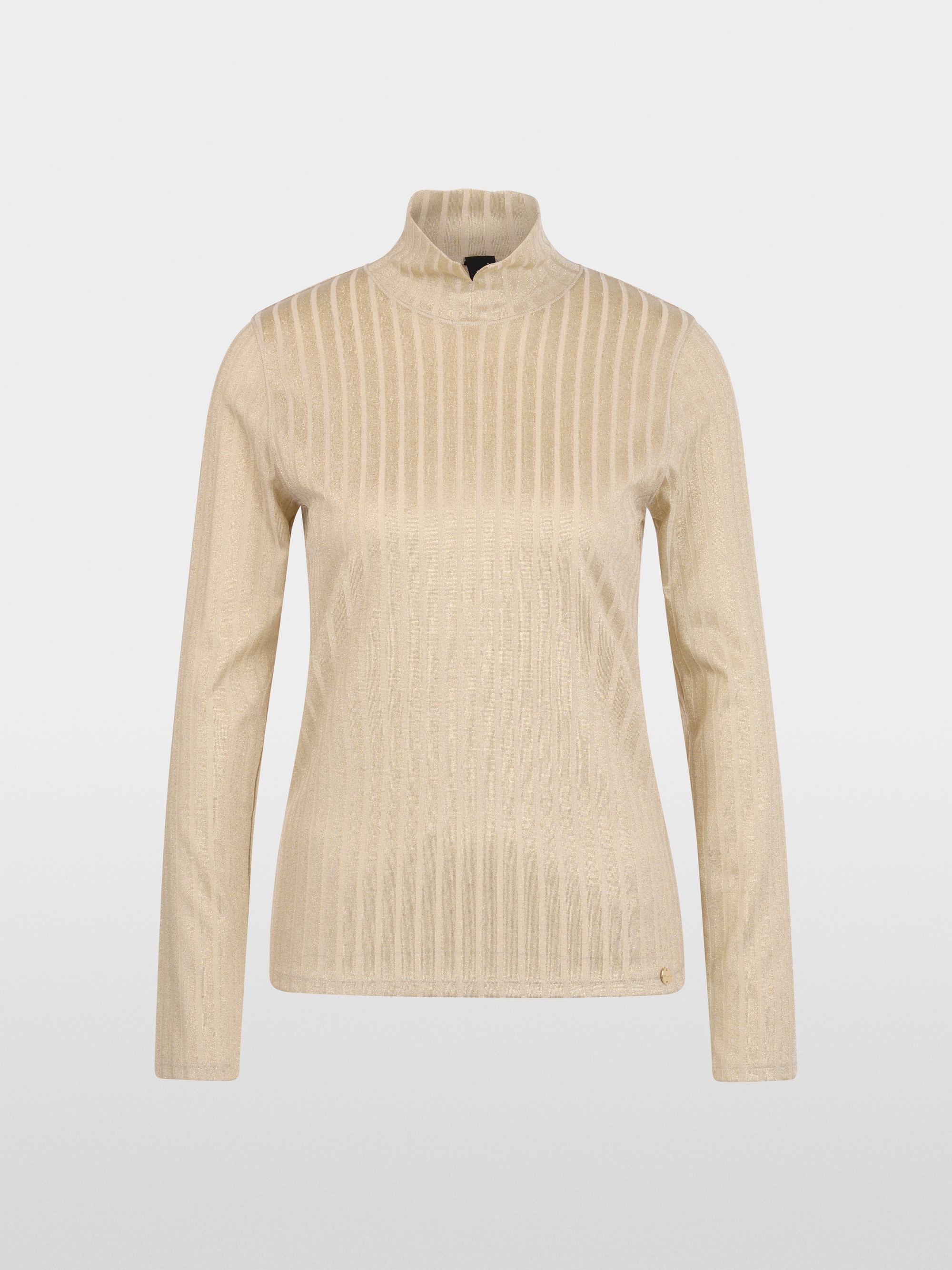 Lurex ribbed shirt with stand-up collar