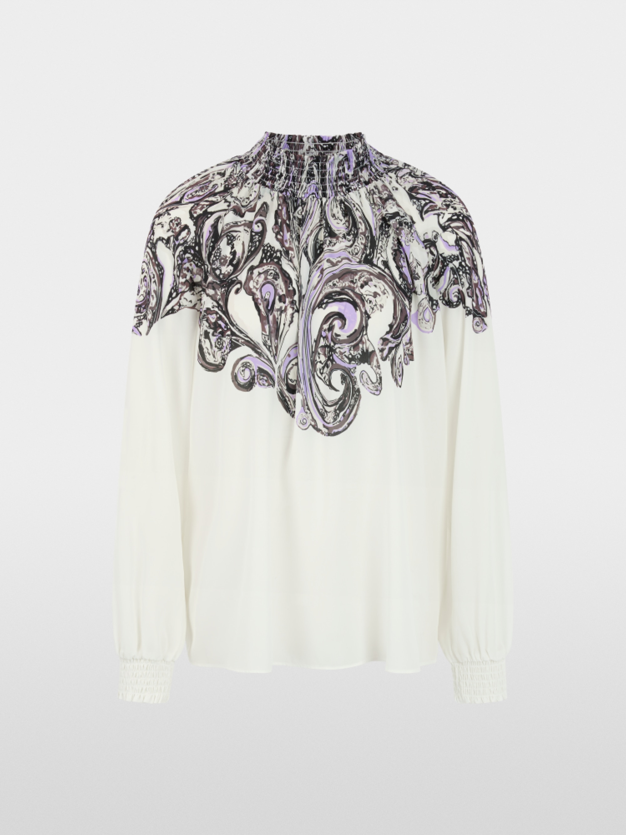 High-necked blouse with print