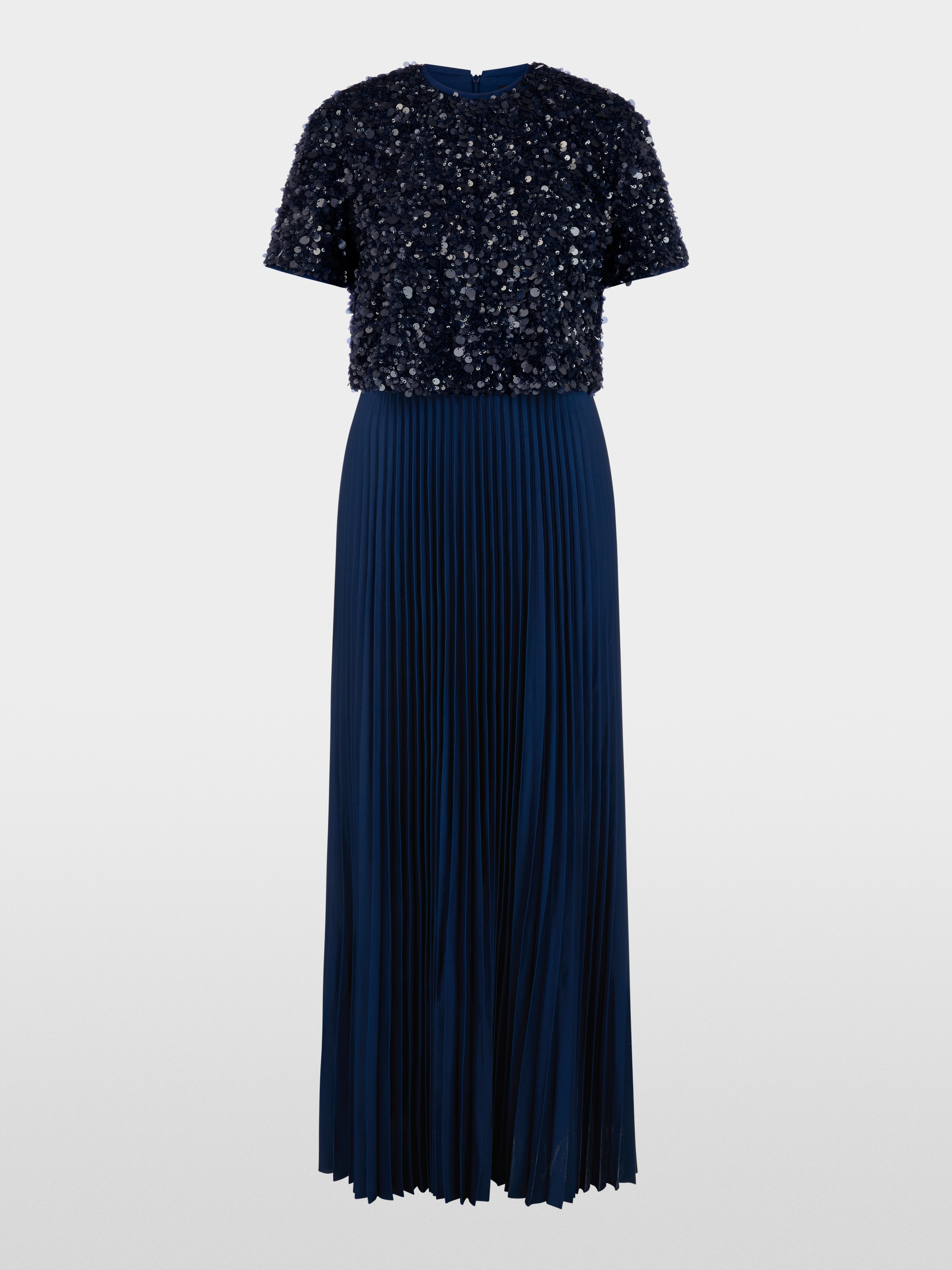 Maxi dress with sequins and pleats