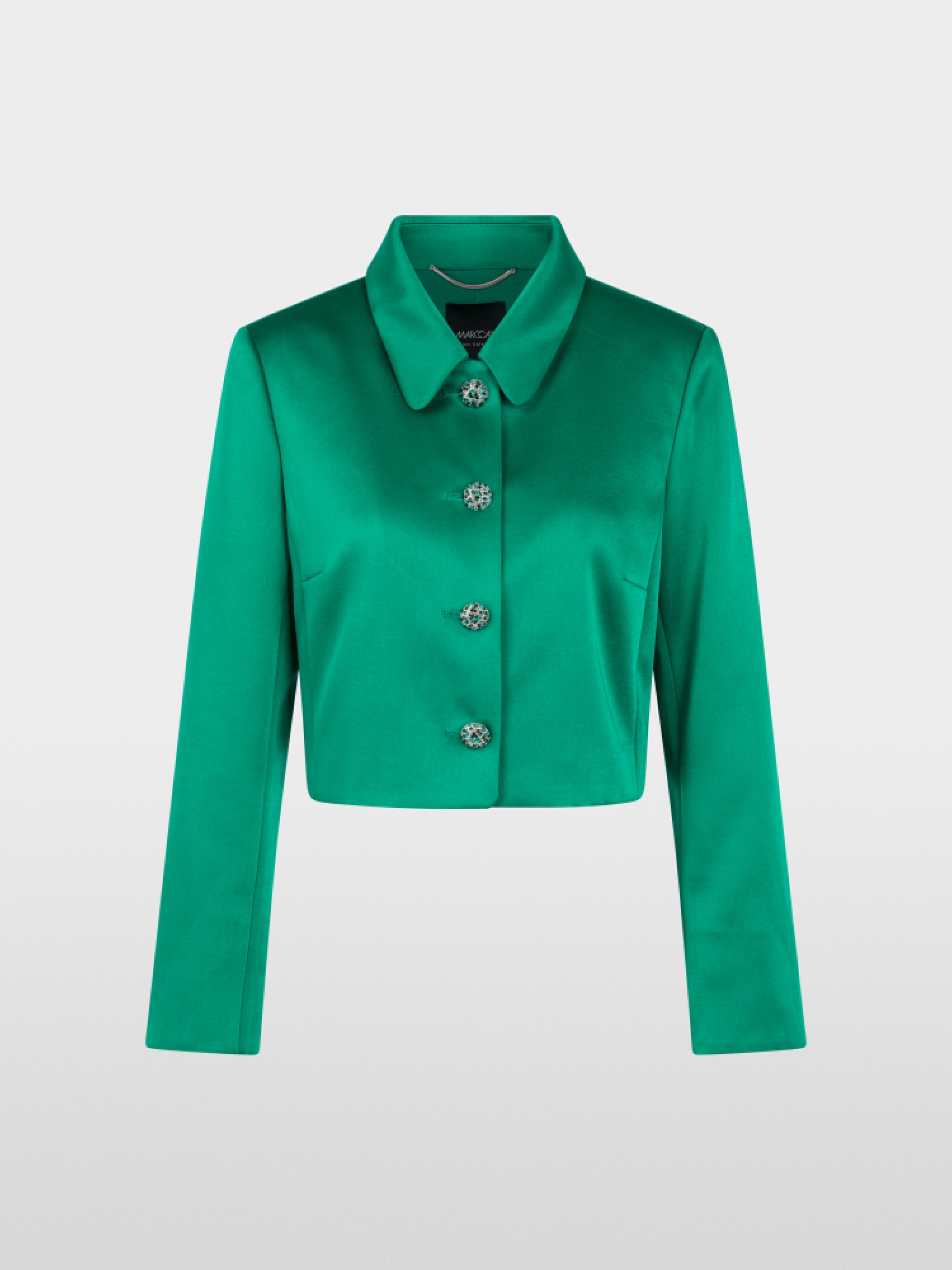 Satin jacket with rhinestone buttons