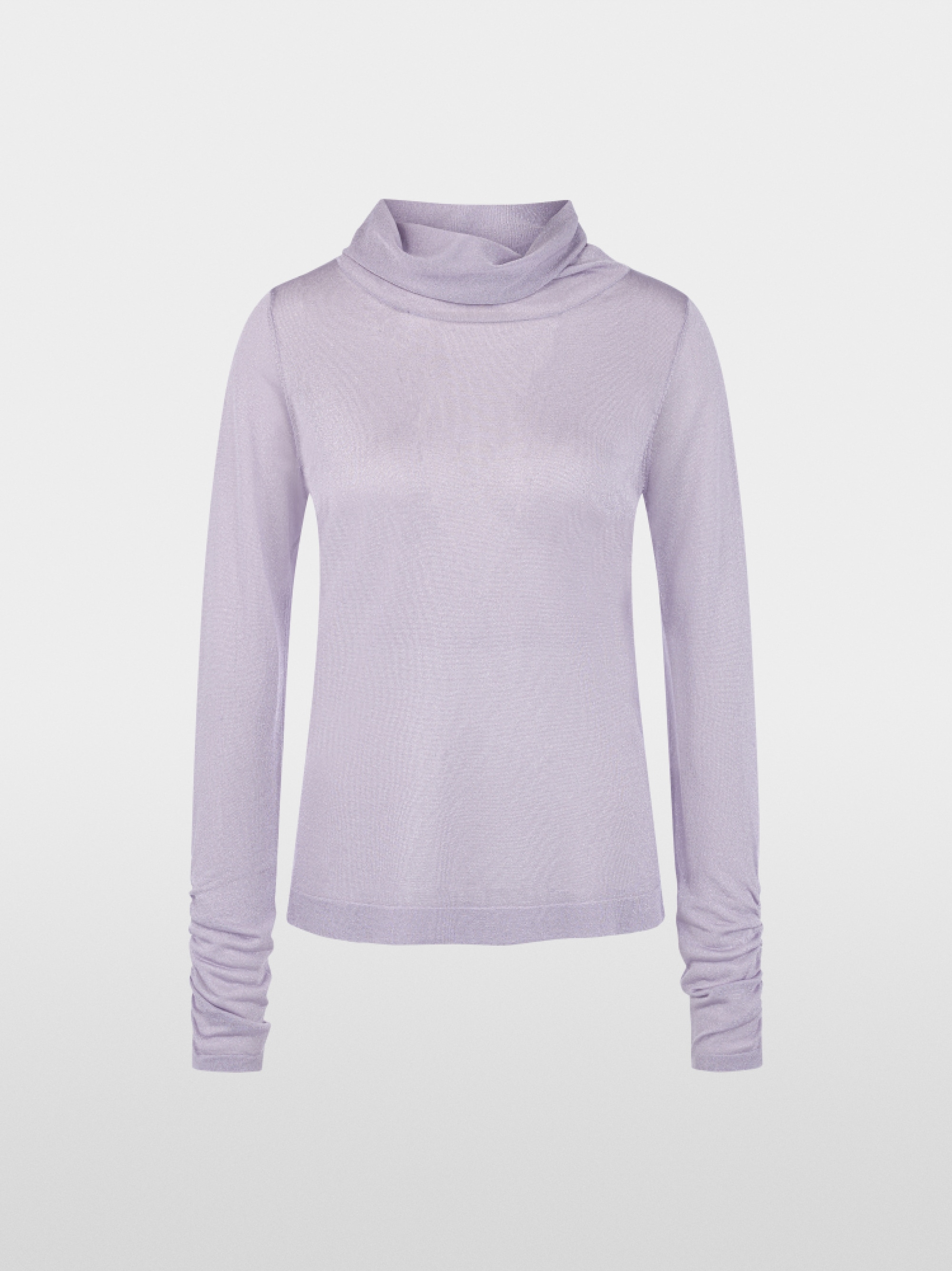Turtleneck top with sheen and ruffles
