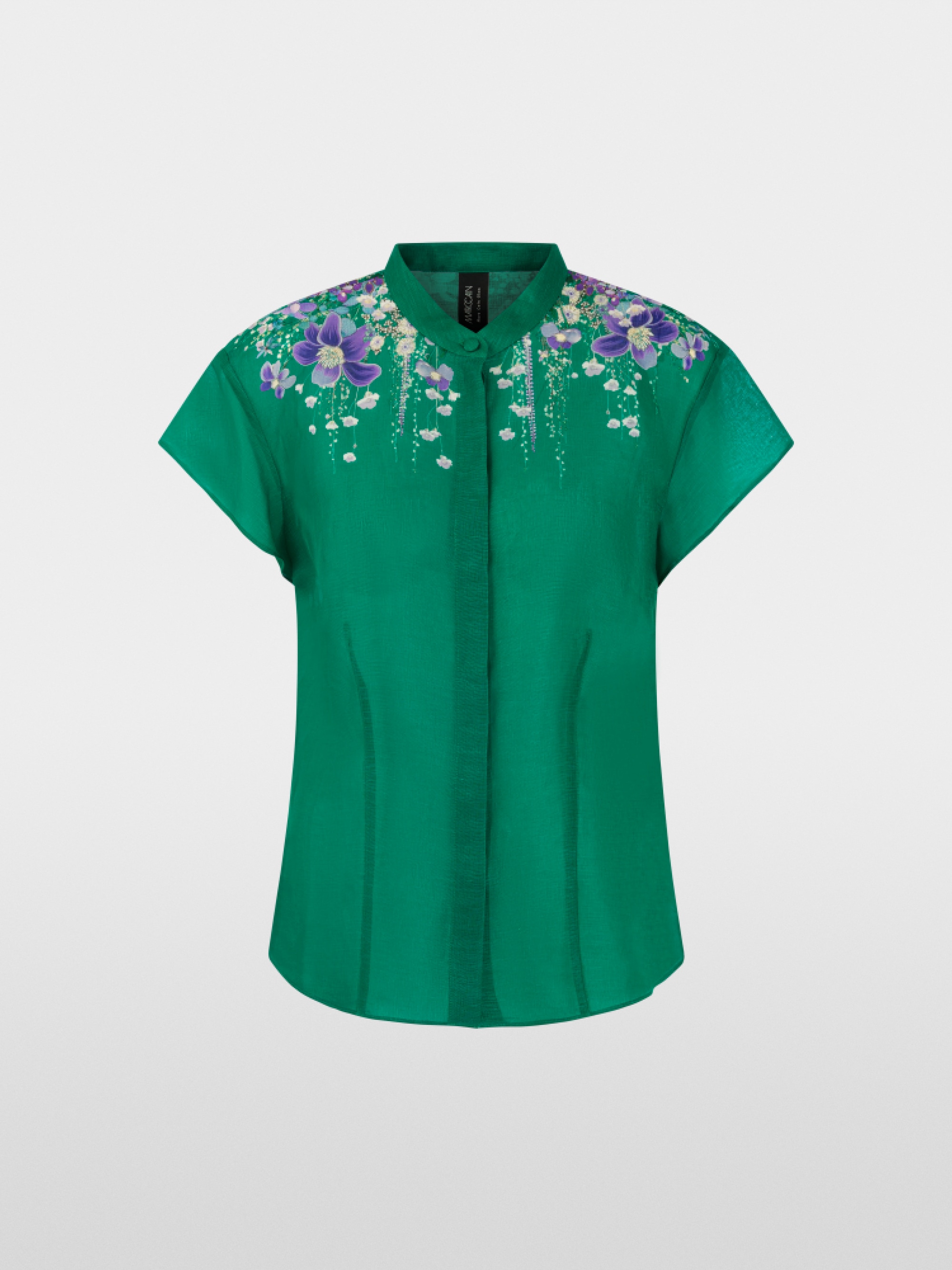 Cap-sleeve blouse with floral print