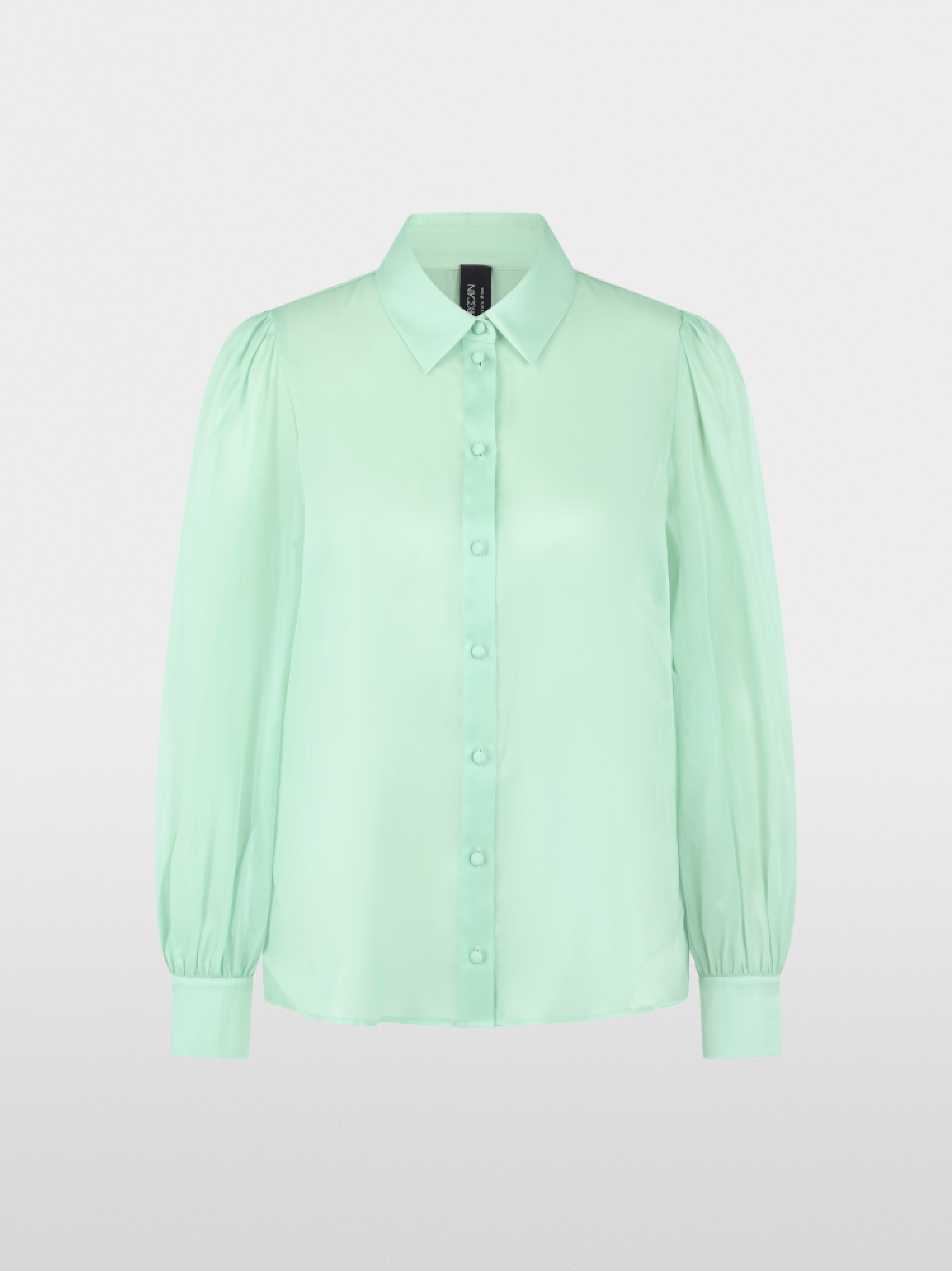Puff-sleeve blouse with fabric buttons