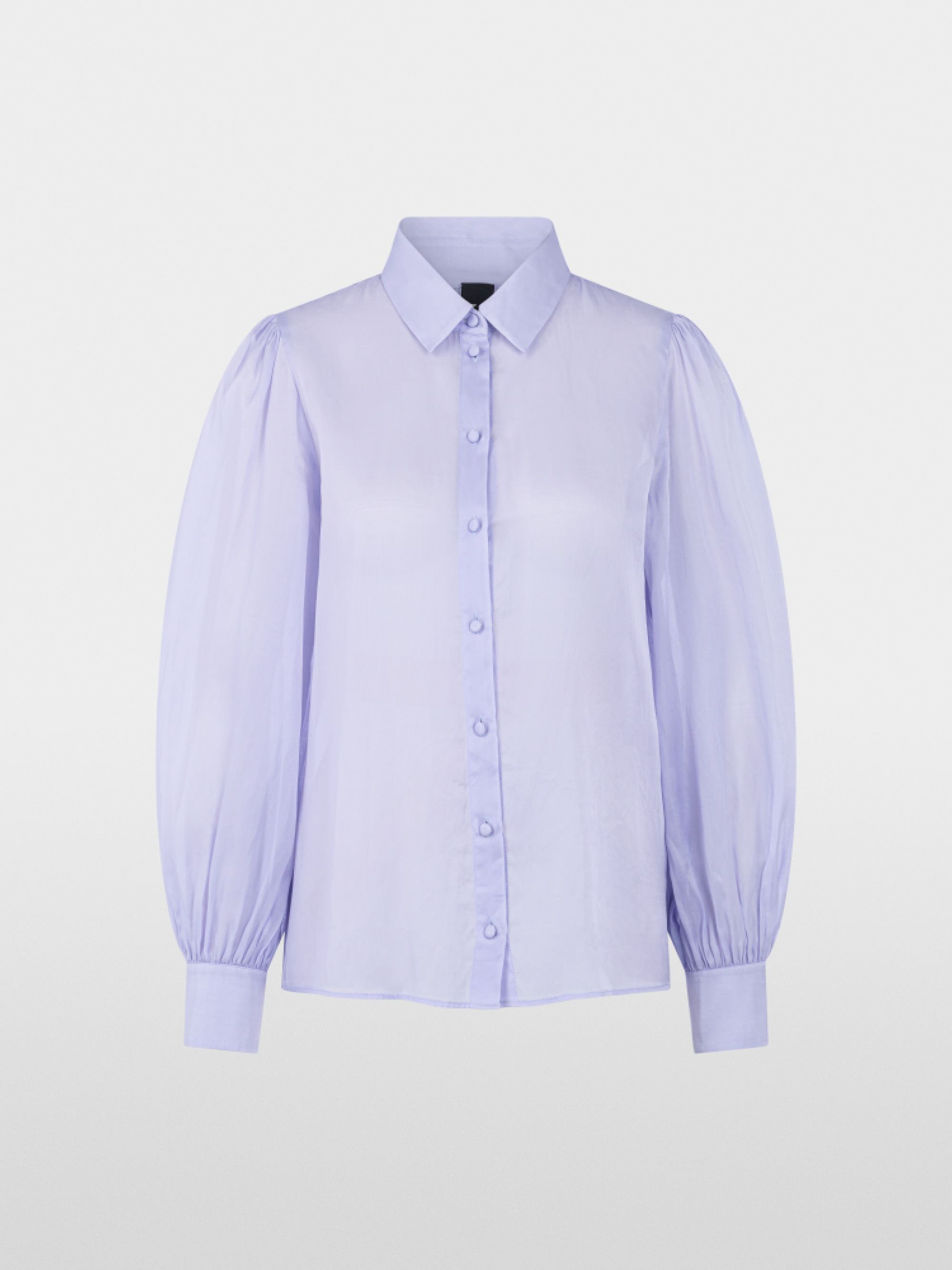 Puff-sleeve blouse with fabric buttons