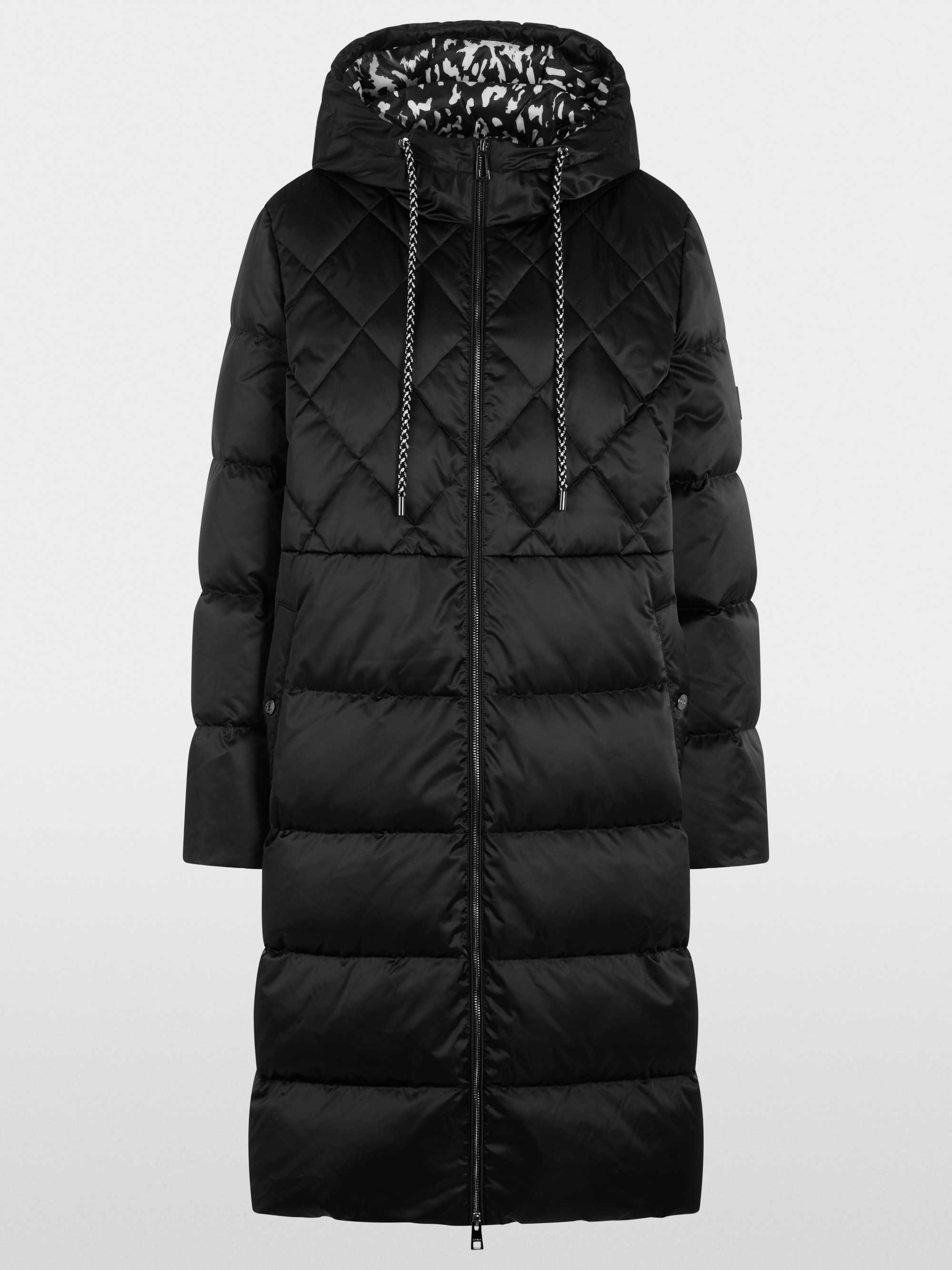 Long quilted coat with hood