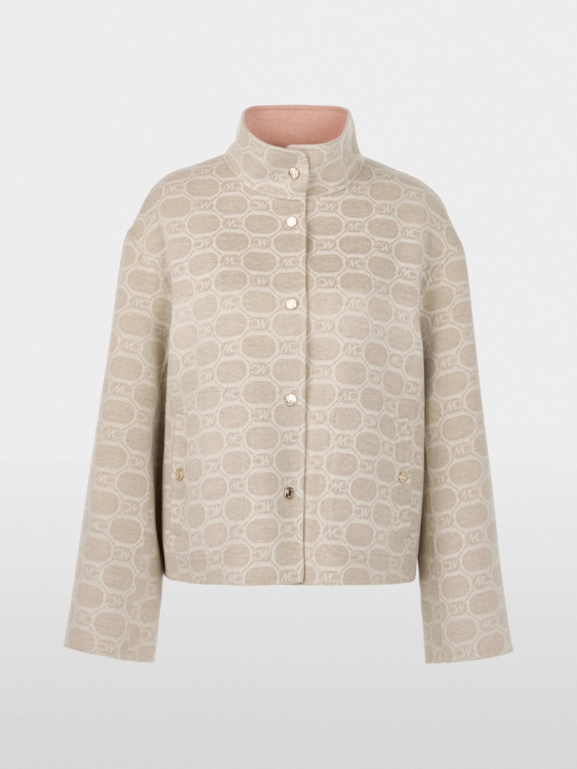 Veste réversible en laine mélangée avec imprimé logo en chaîne