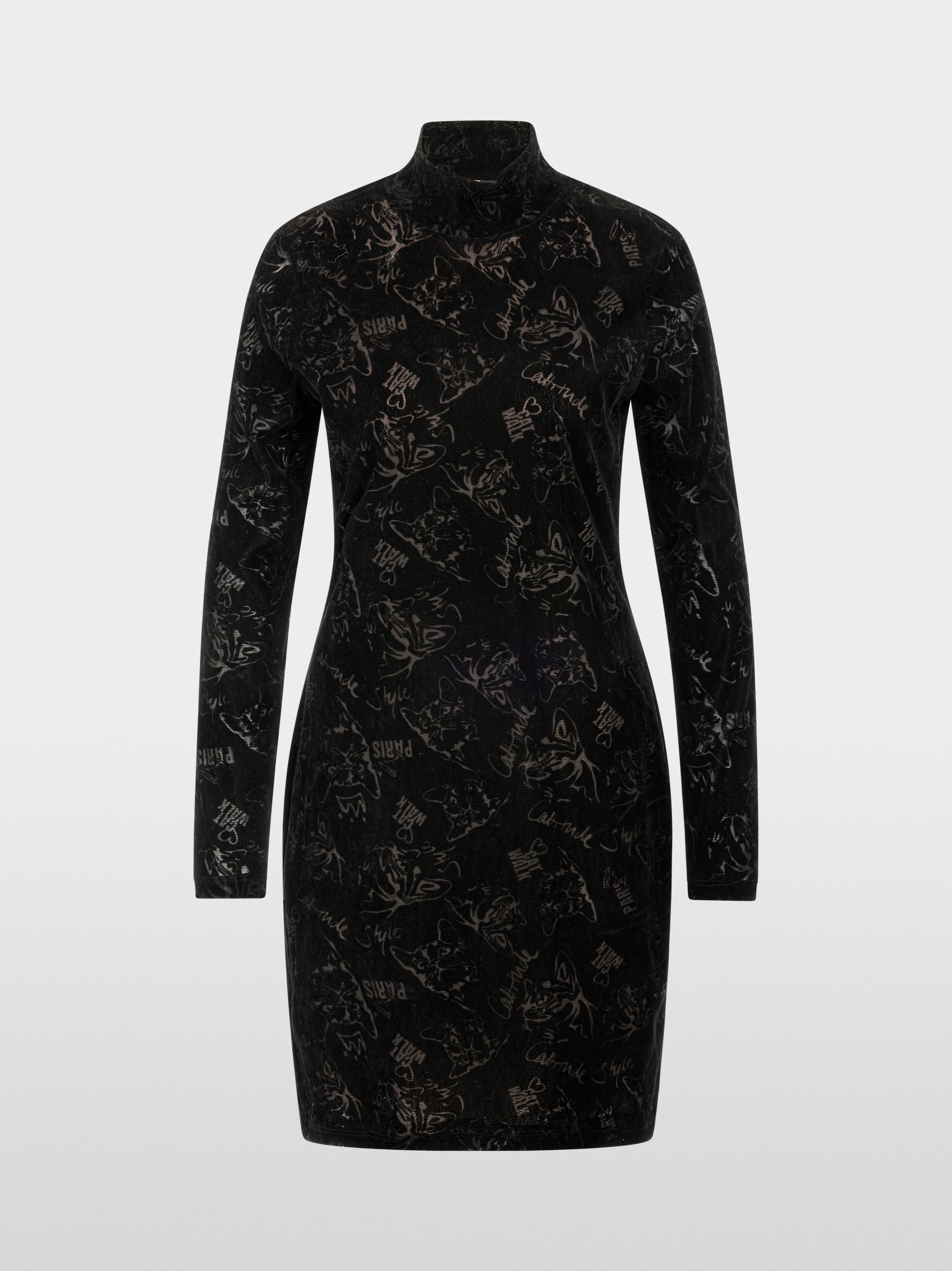 Midi dress with cat print