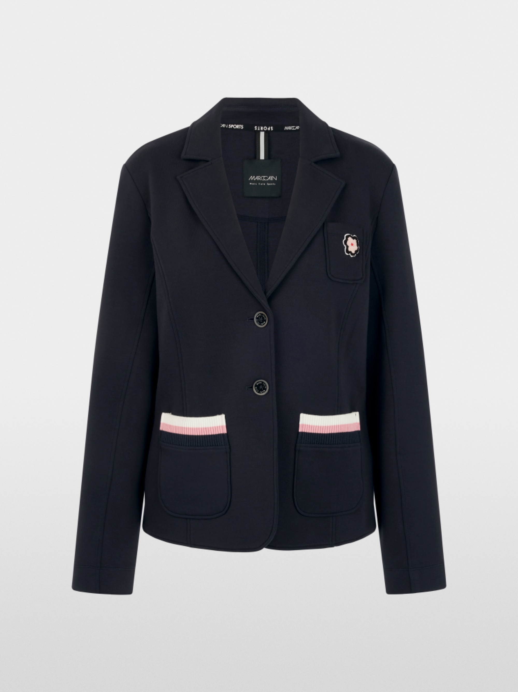 Blazer à col à revers et patch floral