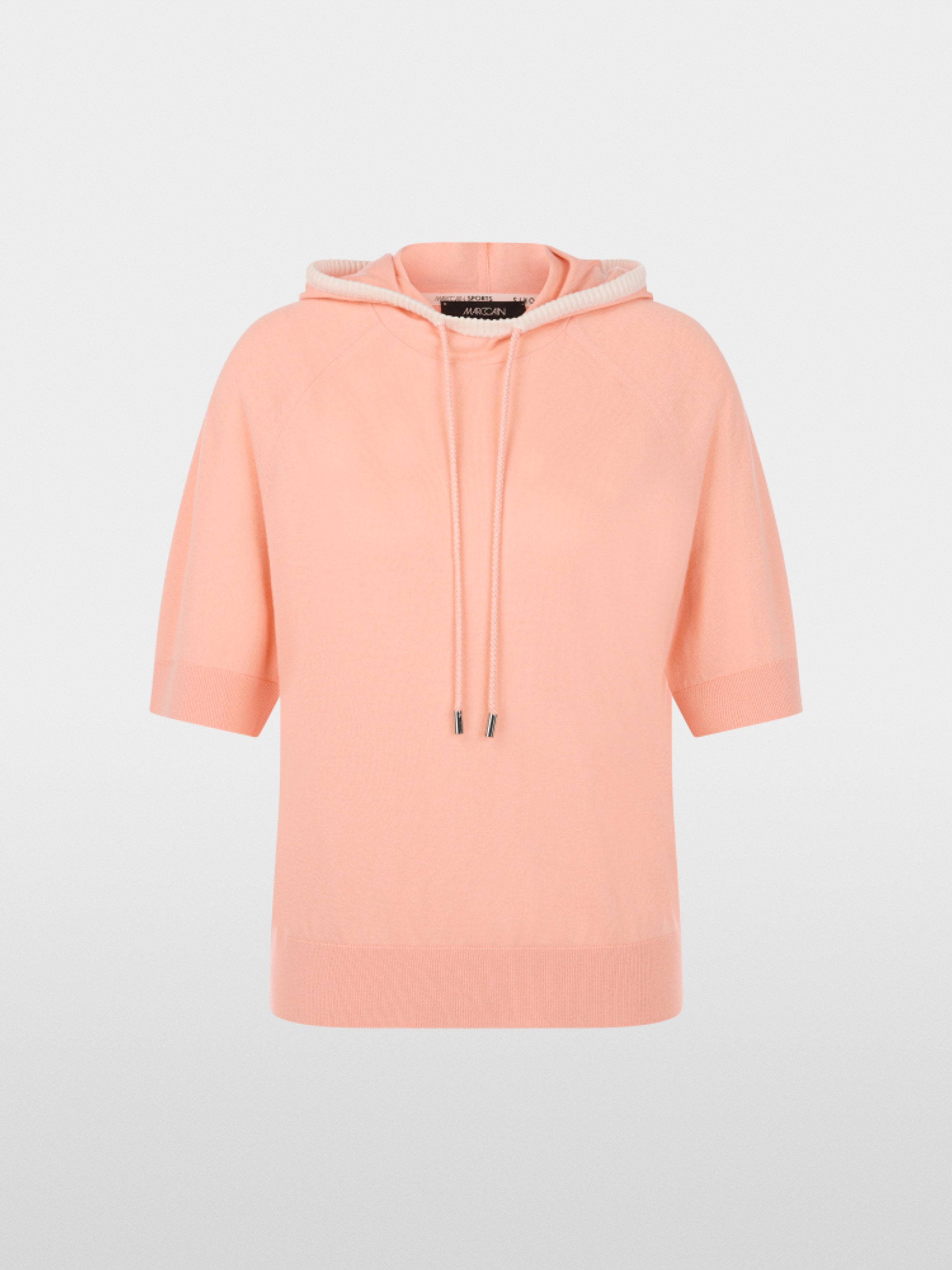 Fine-knit hoodie with contrast details
