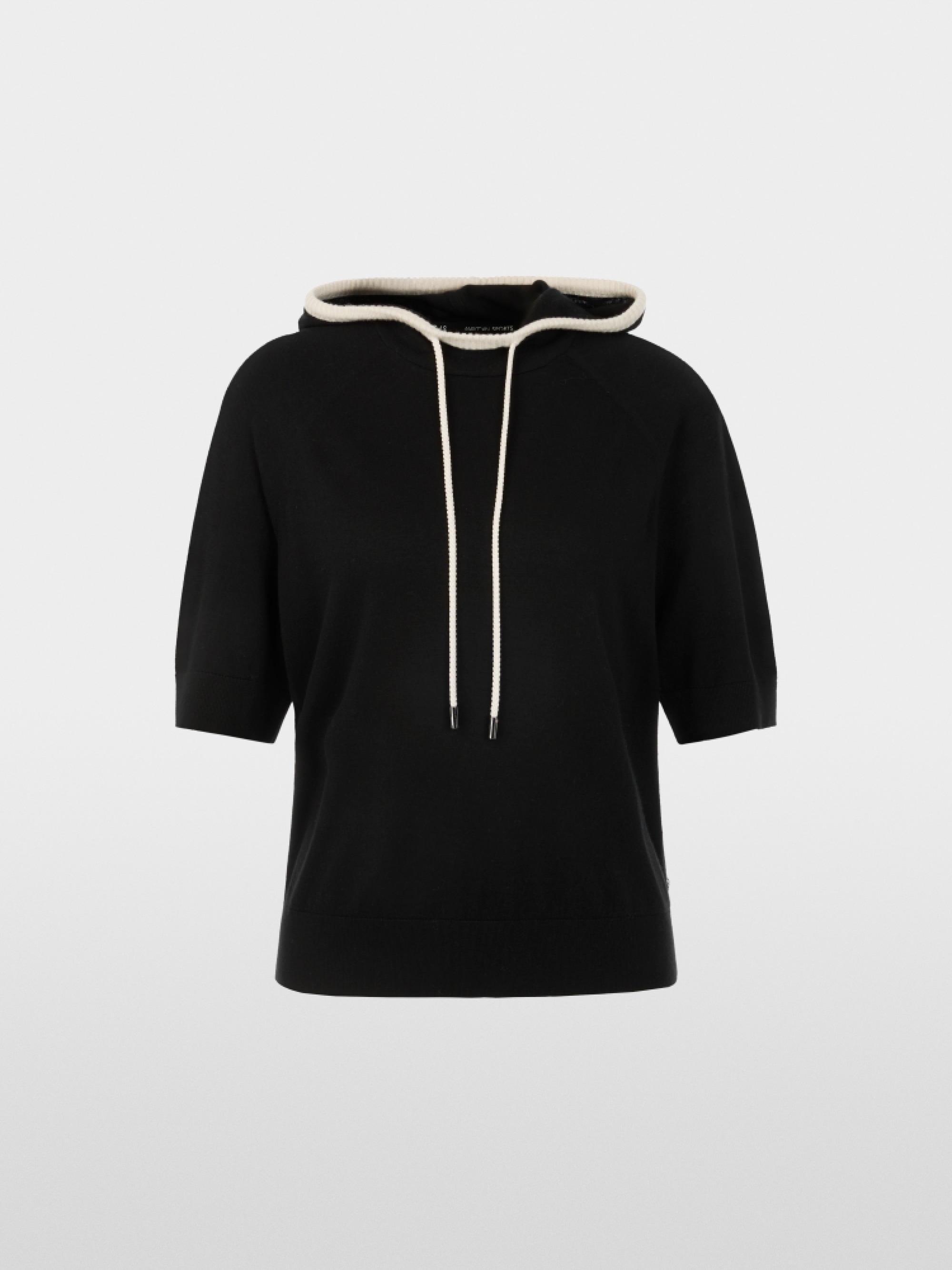 Fine-knit hoodie with contrast details