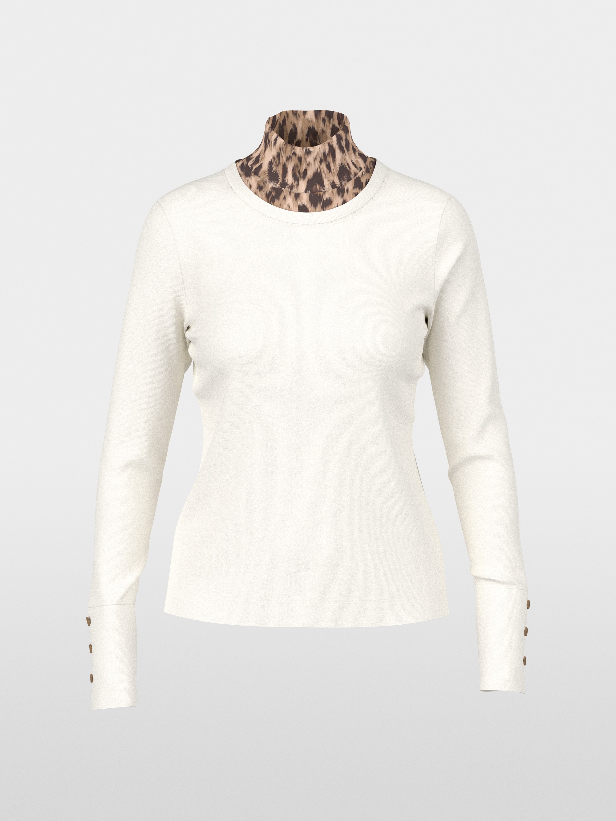 Long-sleeve top with leo-print roll neck