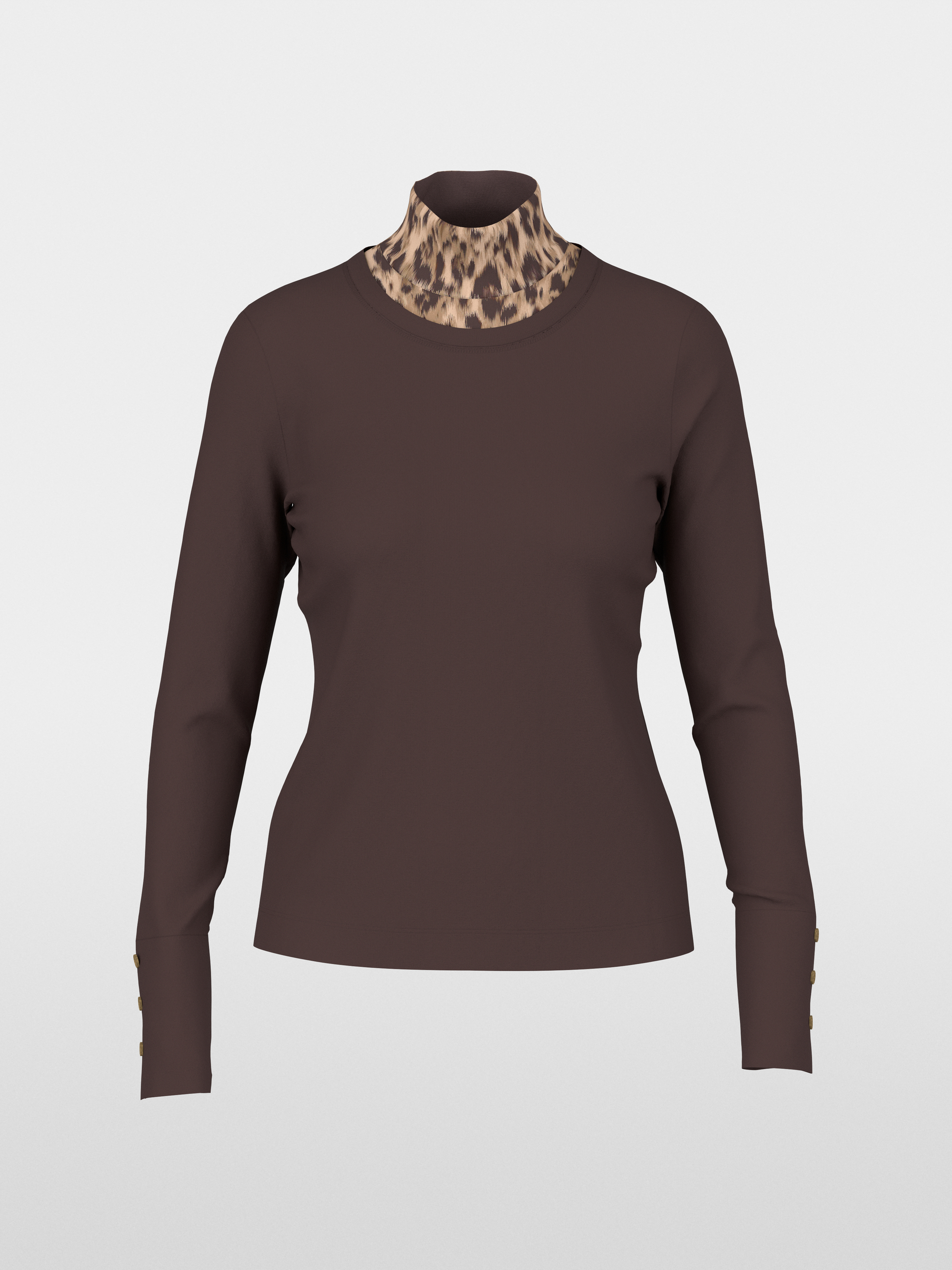 Long-sleeve top with leo-print roll neck