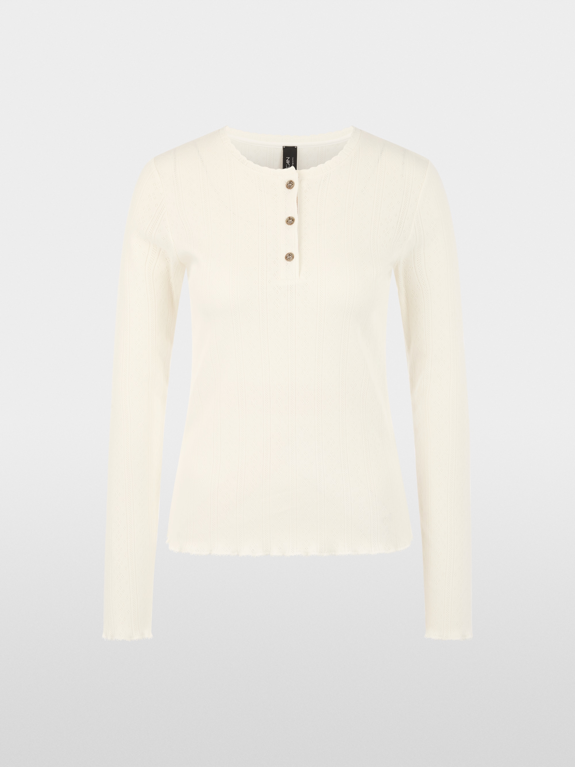Long-sleeved buttoned openwork top