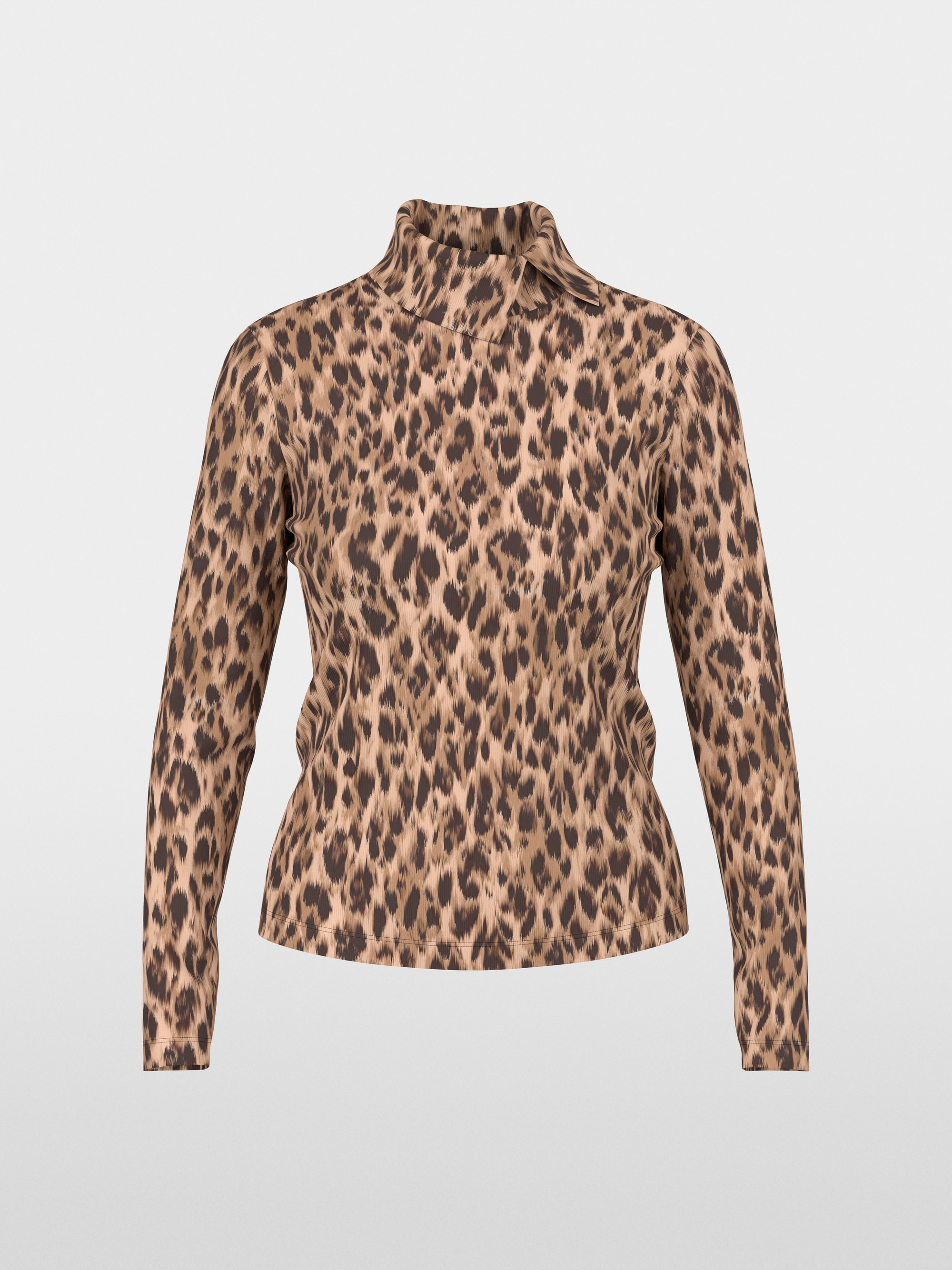 Long-sleeved leopard print roll neck top