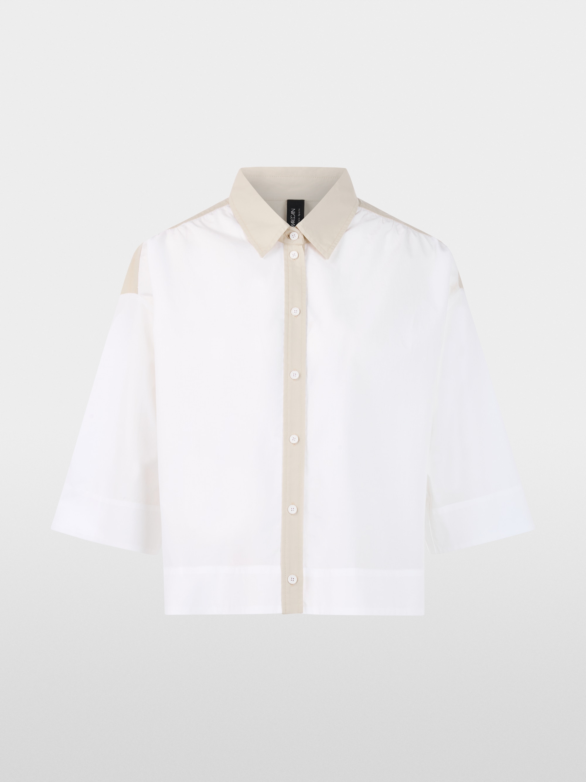 Blouse courte en coton avec détails contrastés