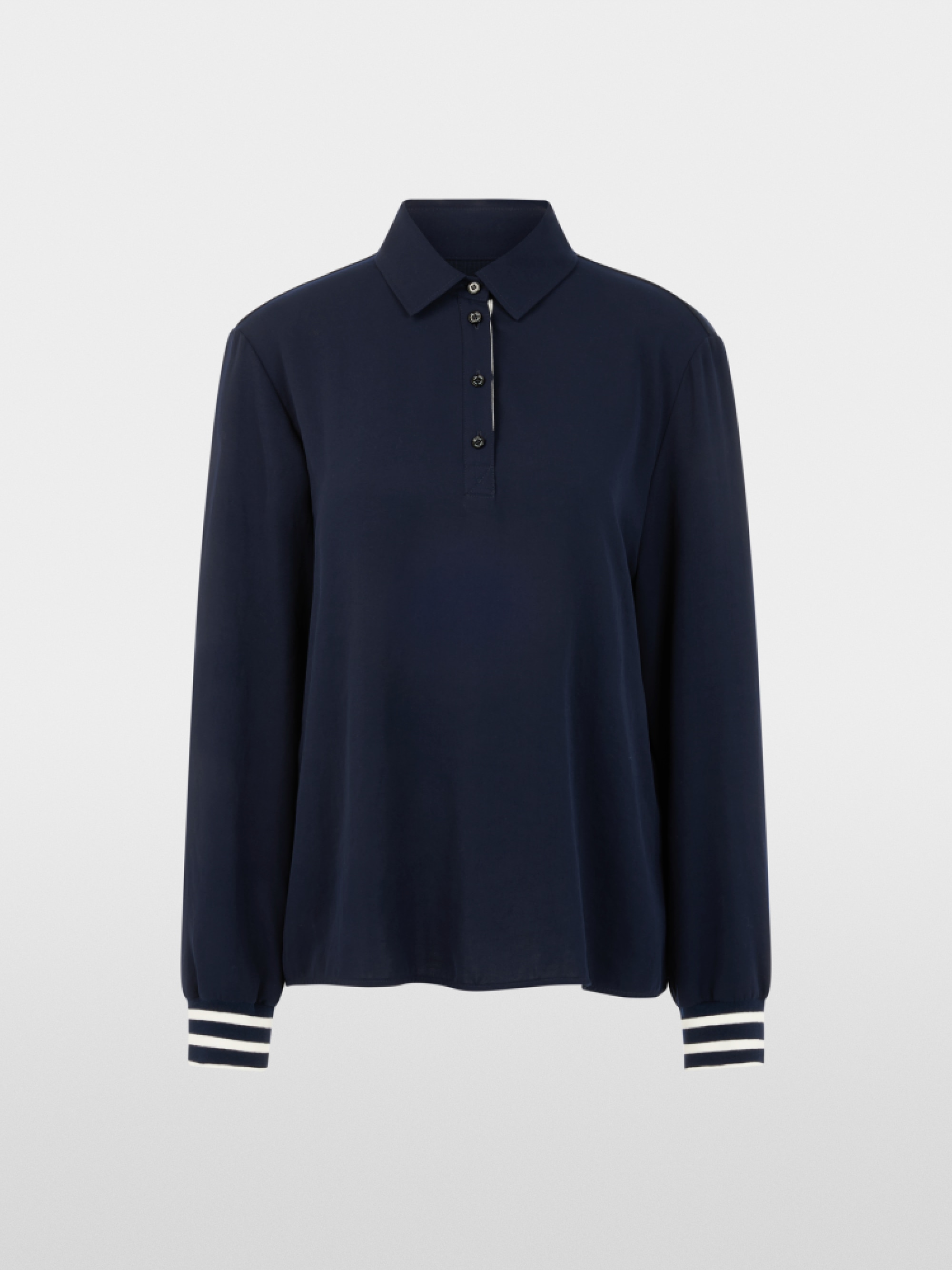 Blouse with polo collar and flounce