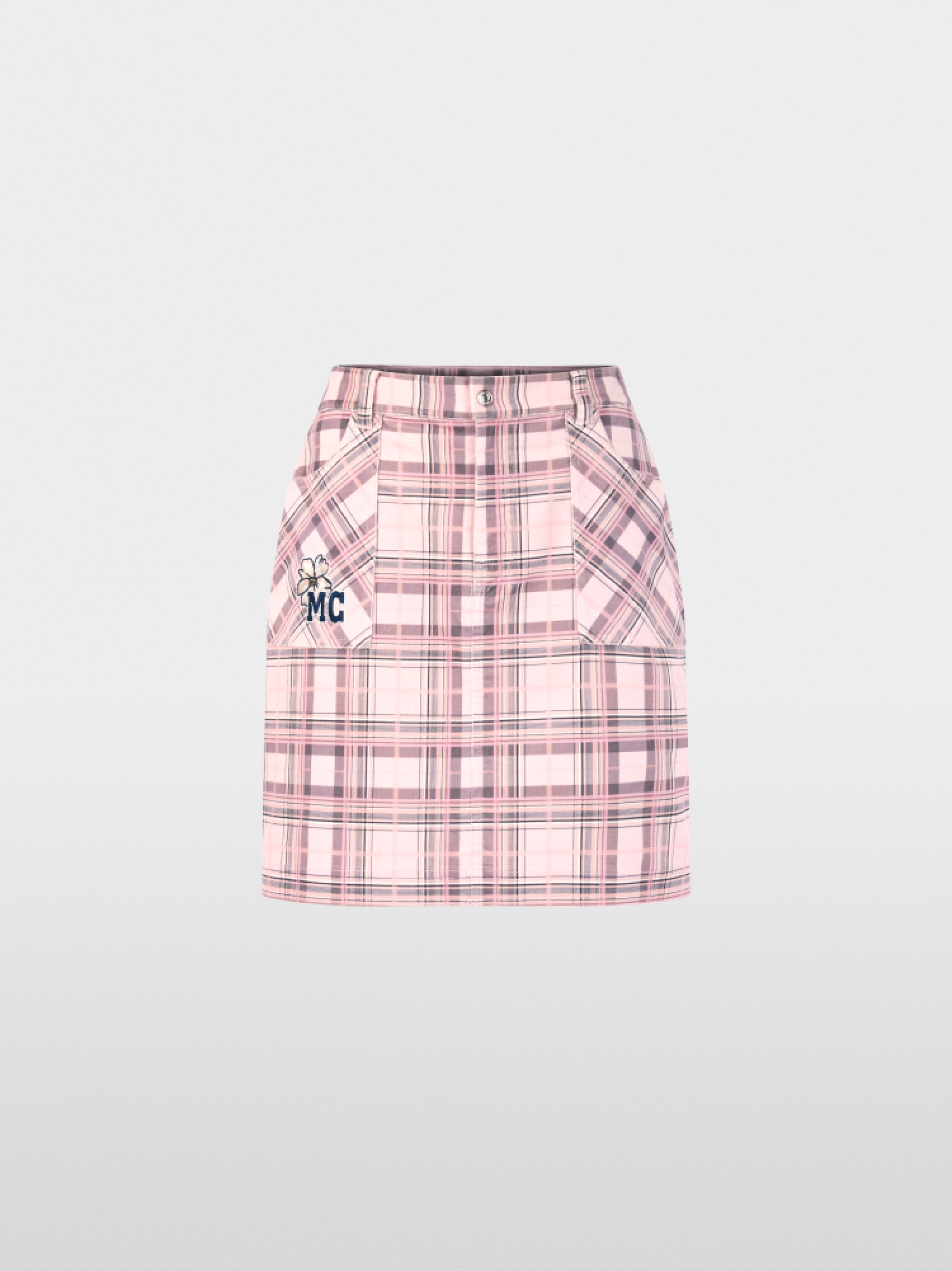 Delicate check & embroidery cord skirt