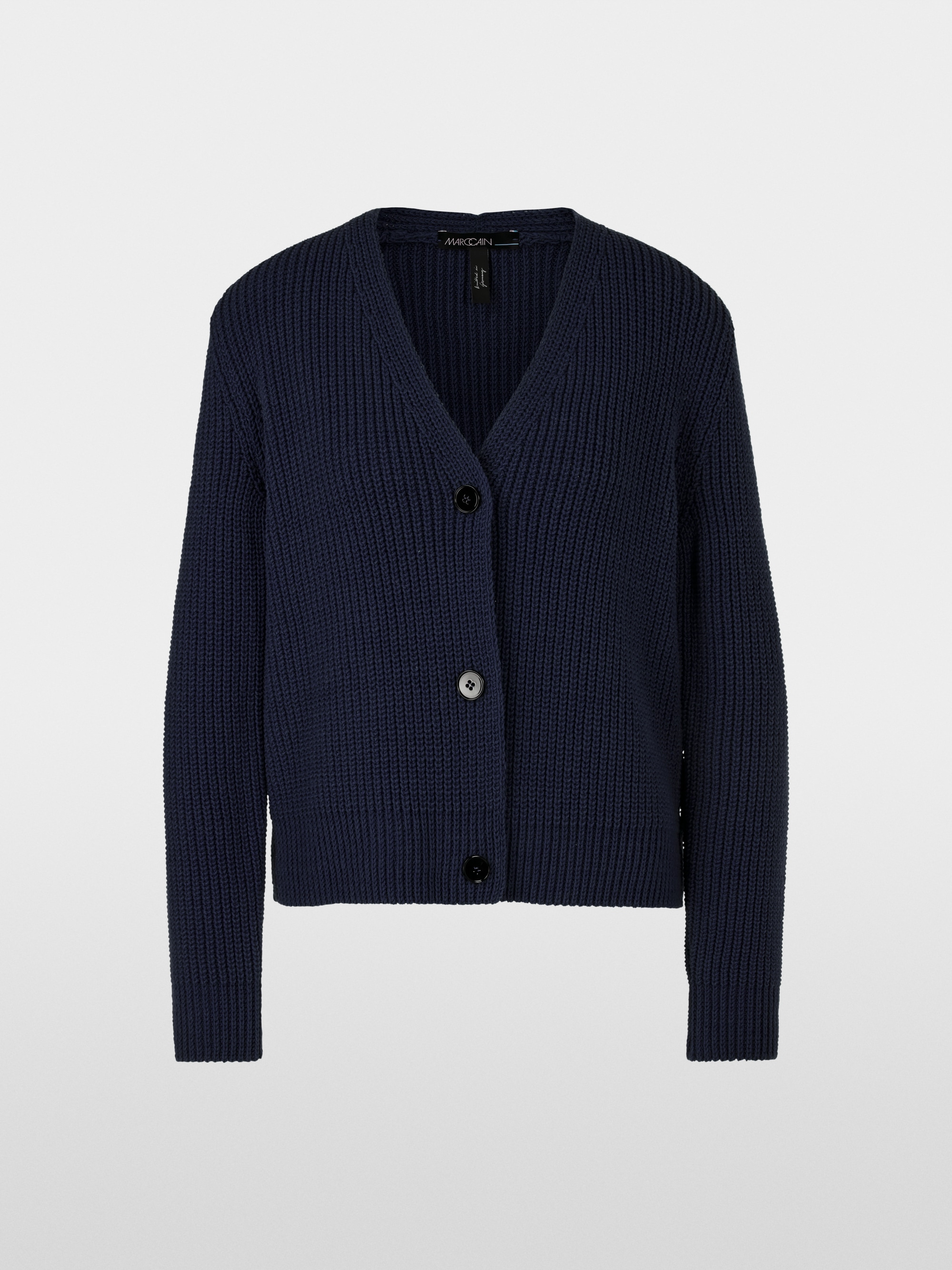 Ribbed cardigan knitted in Germany