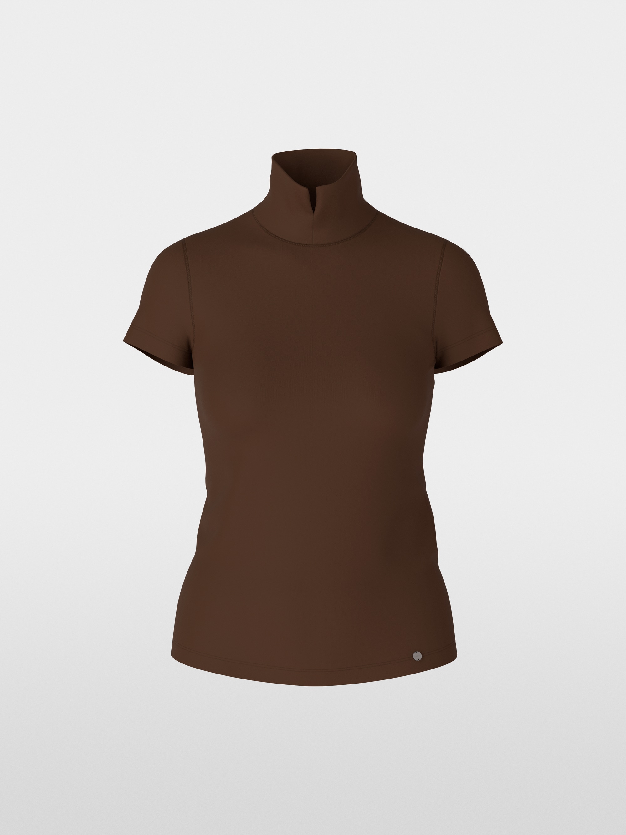 T-shirt with slit mock neck
