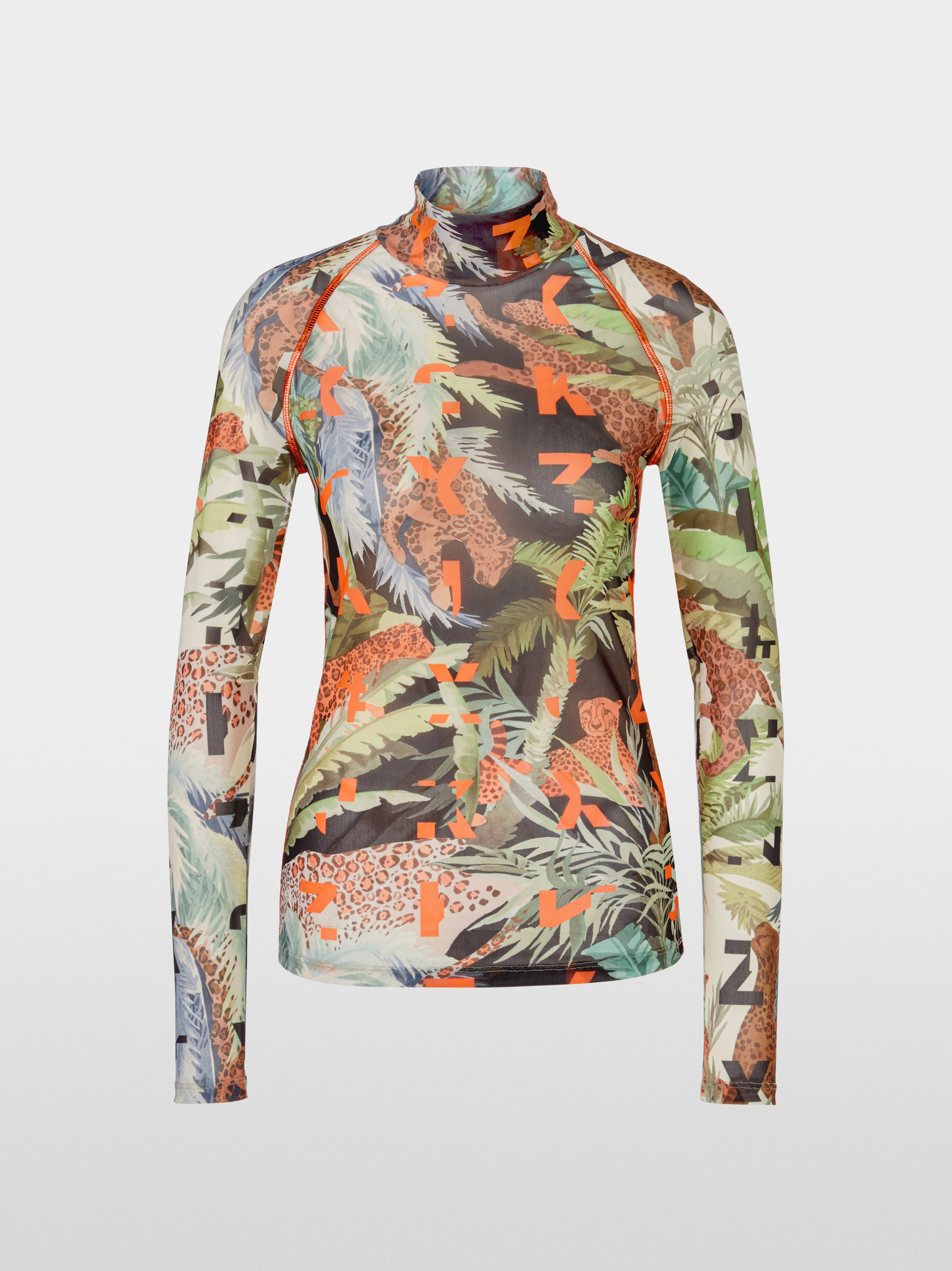 Mesh-T-Shirt mit Alloverprint