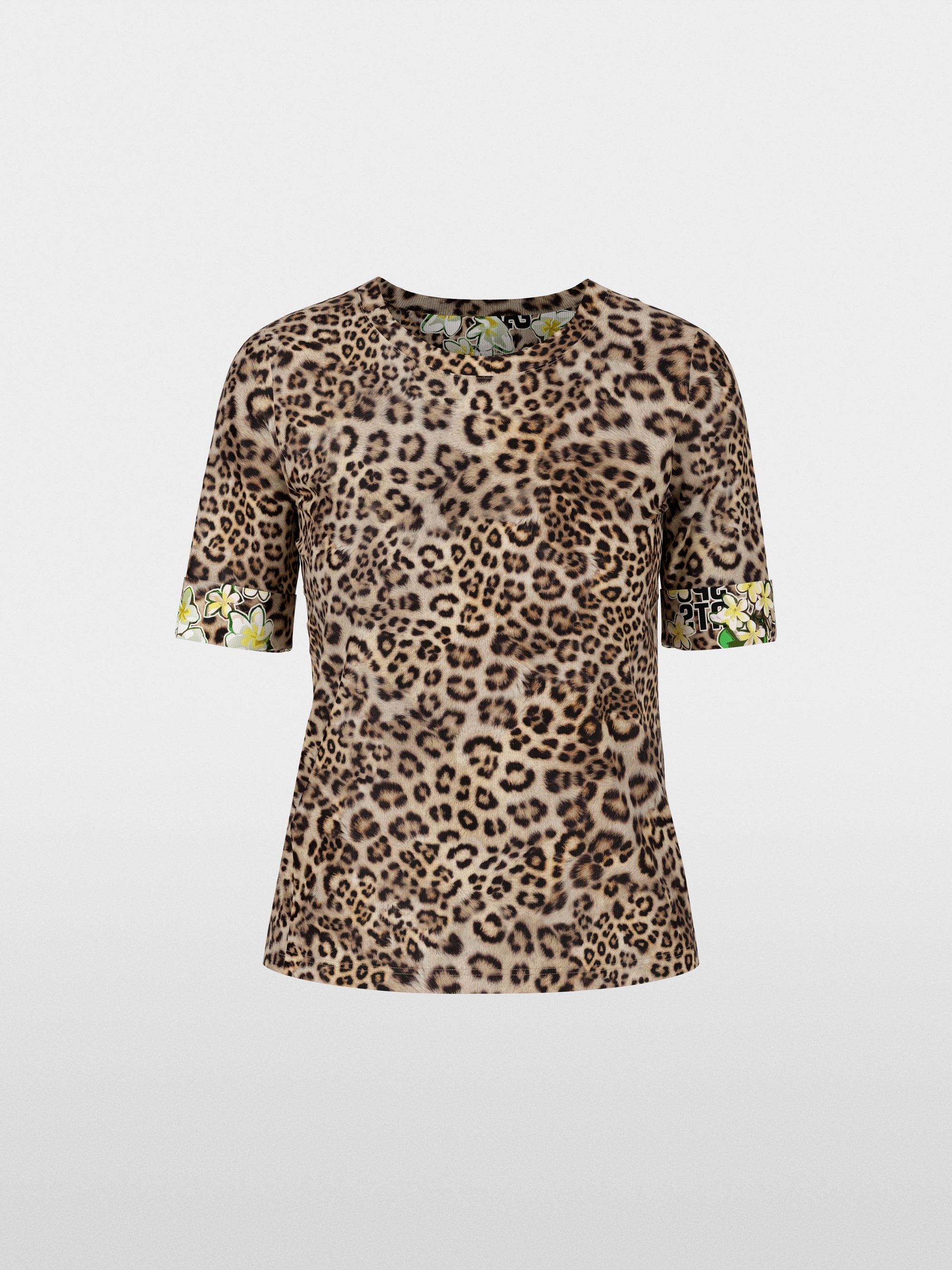 Körpernahes T-Shirt mit Leo-Print