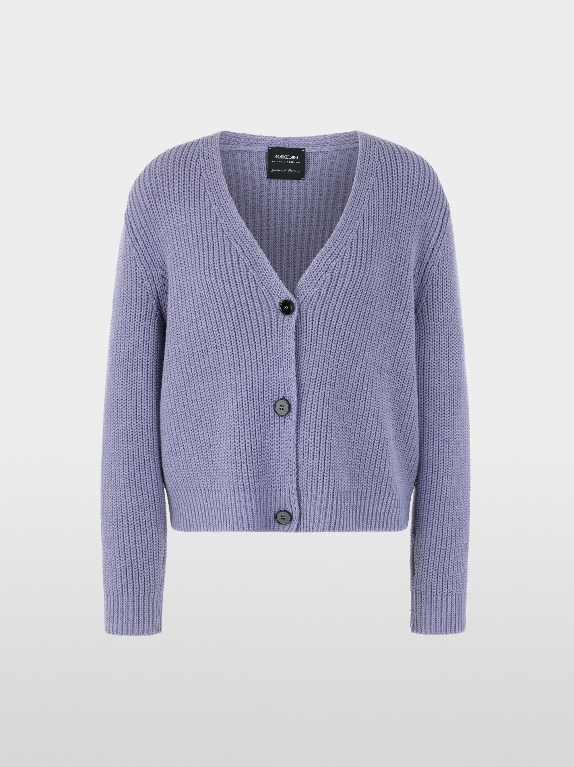 Cardigan côtelé tricoté en Allemagne