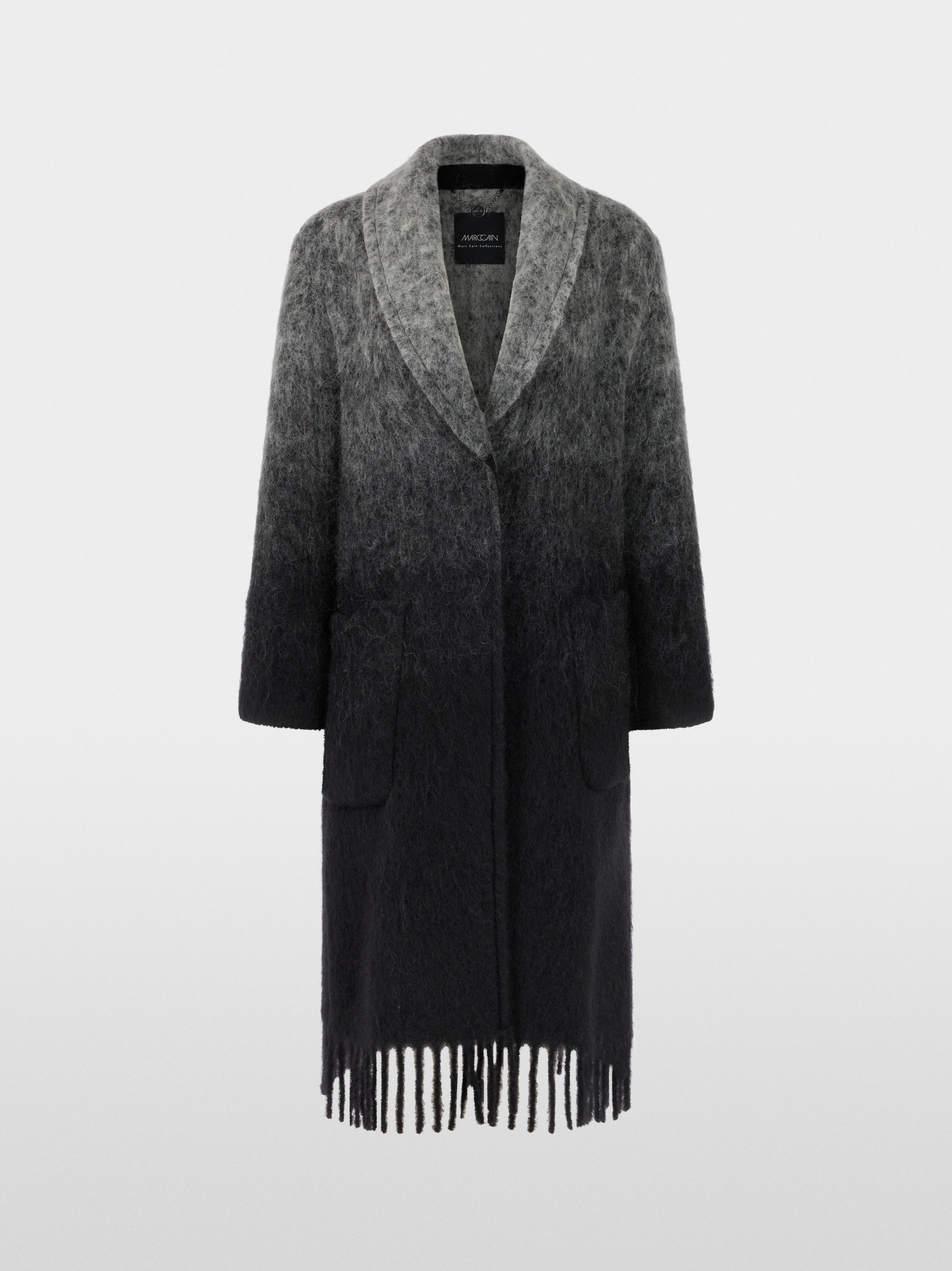 Alpaca blend coat with fringes