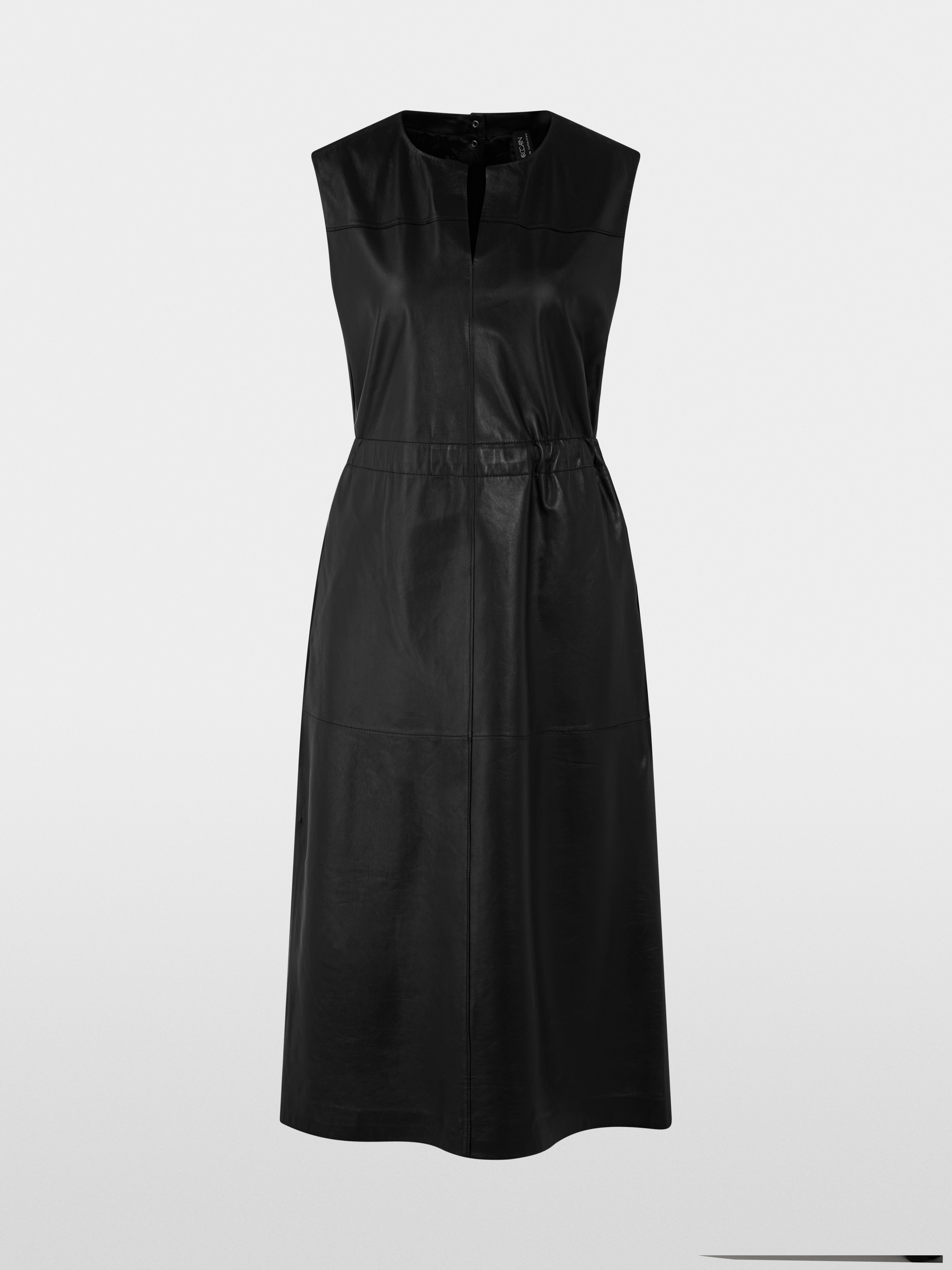 Leder-Maxikleid mit V-Ausschnitt