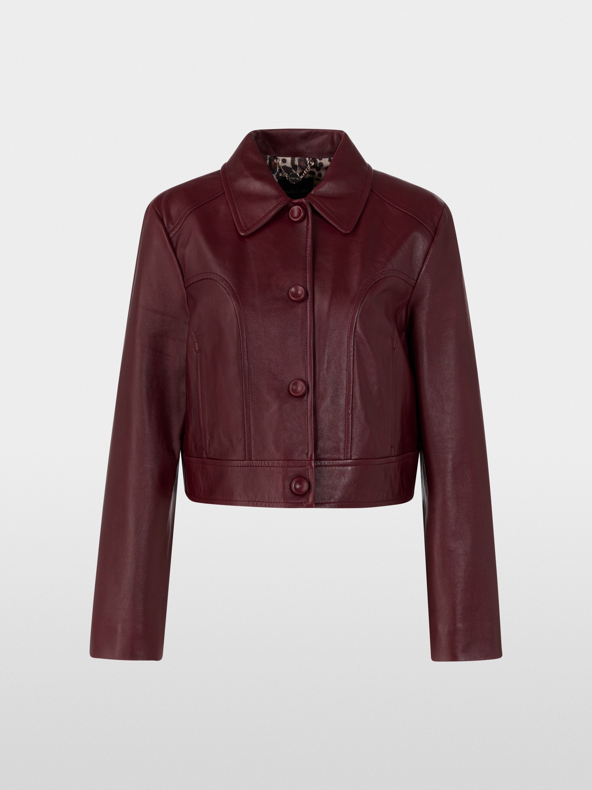 Kurze Lederjacke mit Kragen