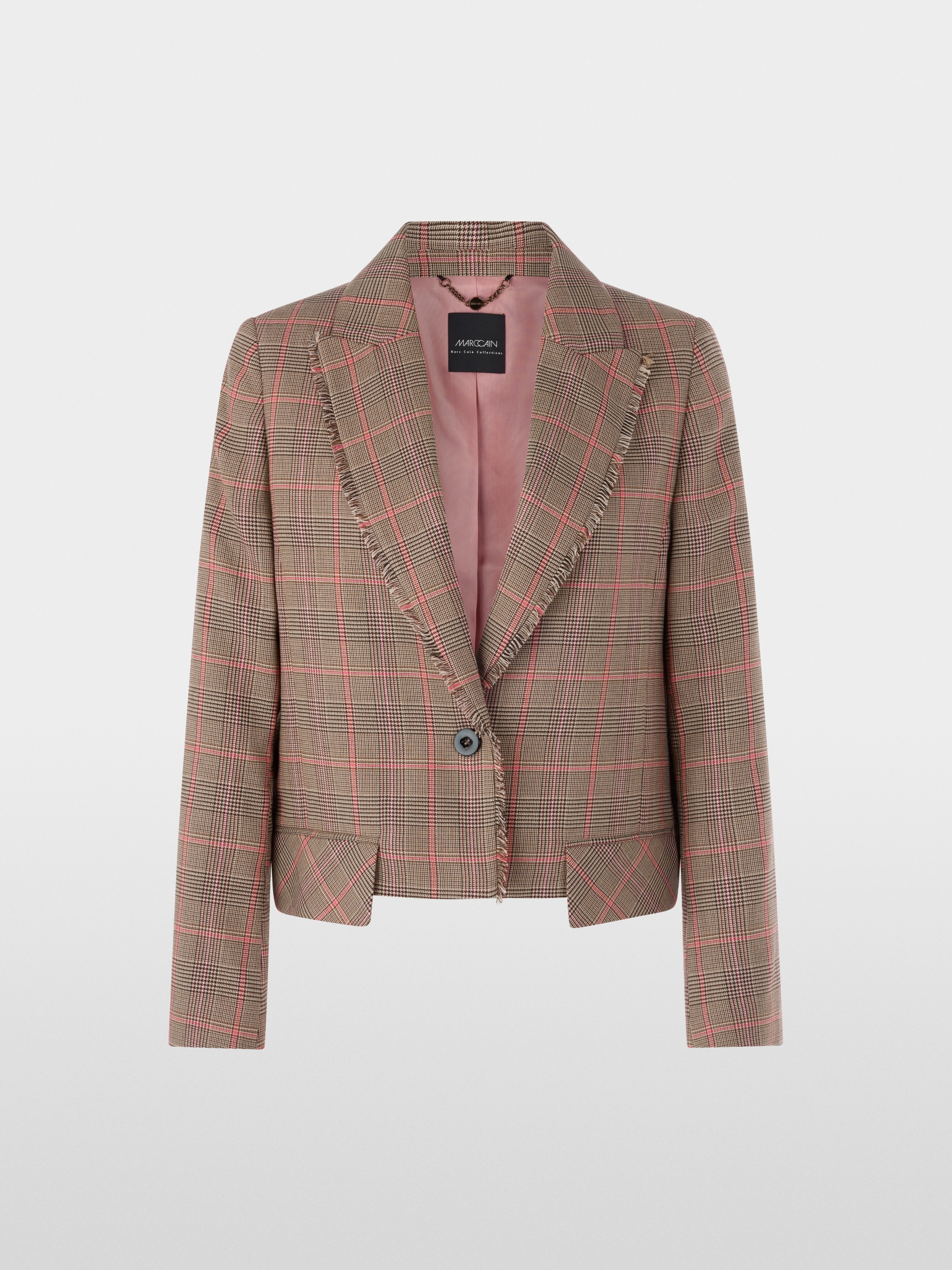 Blazer classique à carreaux avec franges