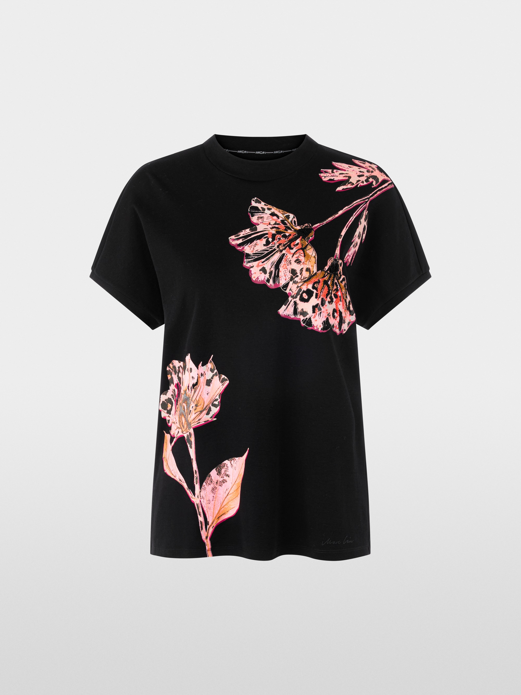 T-shirt floral avec détails perlés