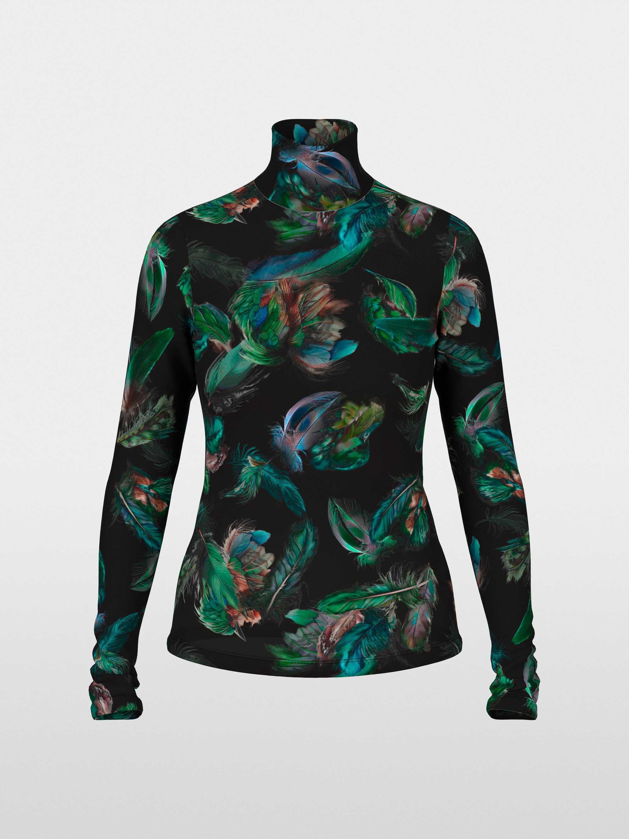 Stretch-Shirt mit Federn-Print