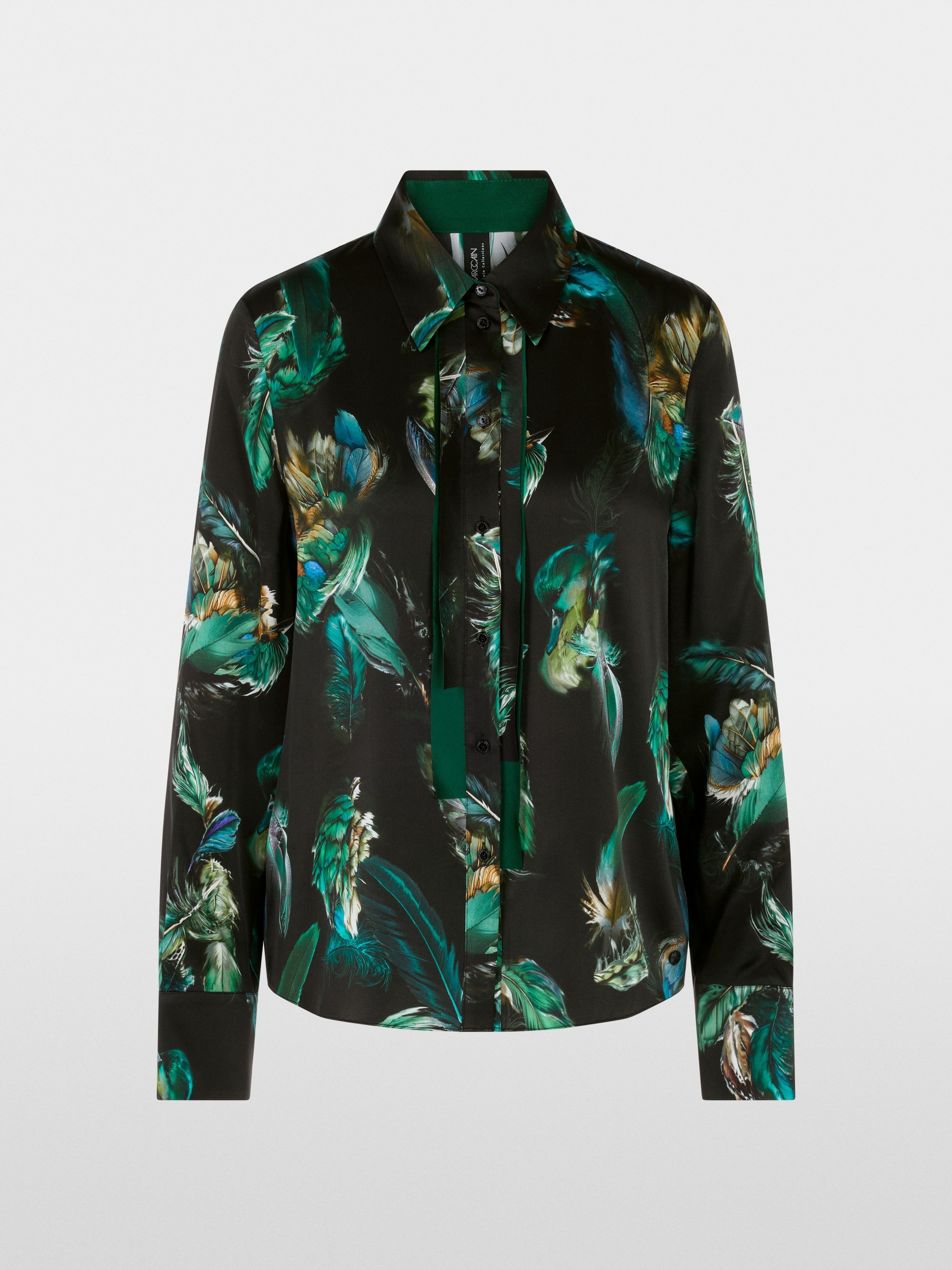 Seidenbluse mit Federnprint