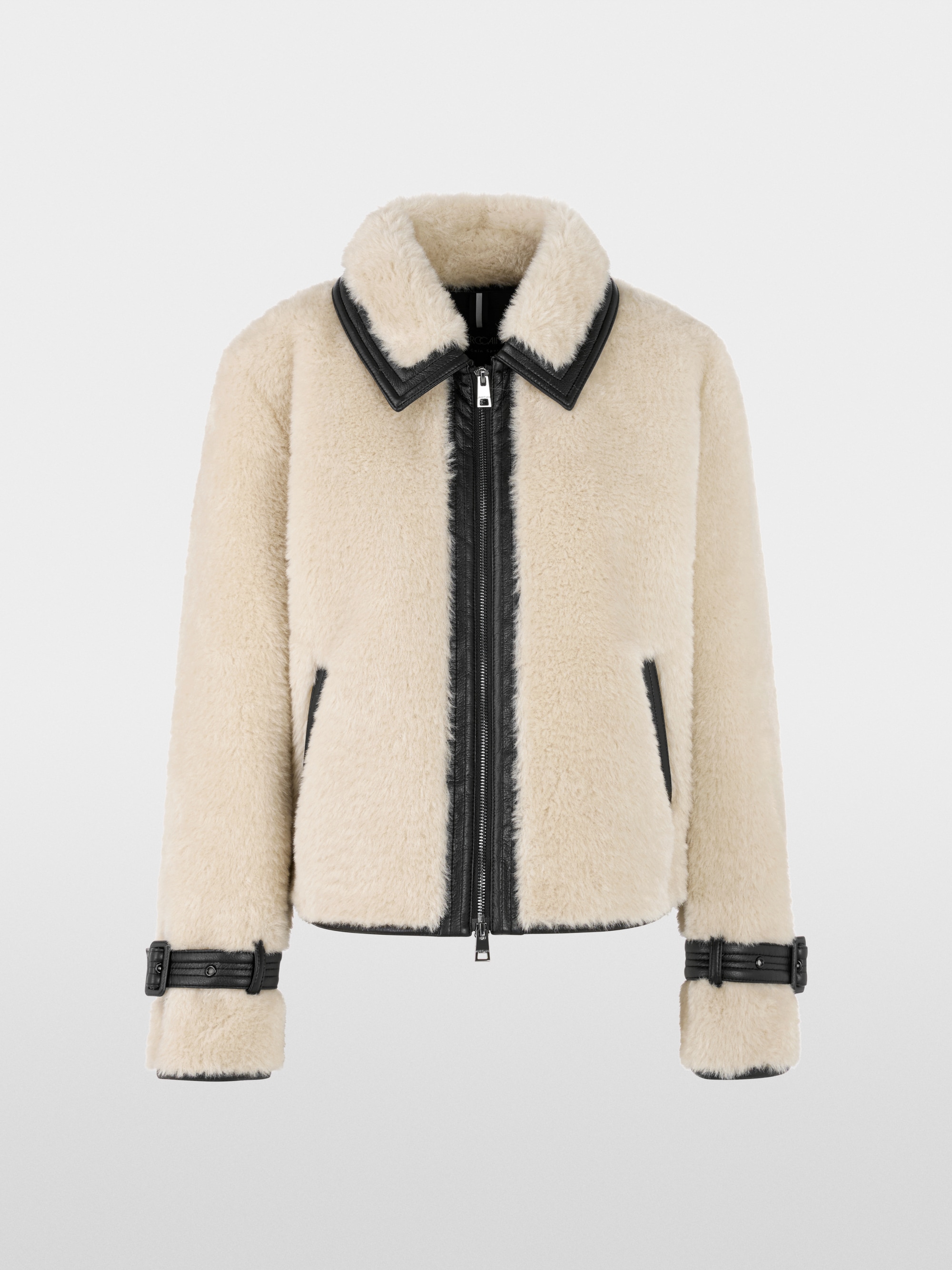 Faux fur jacket with strap detail