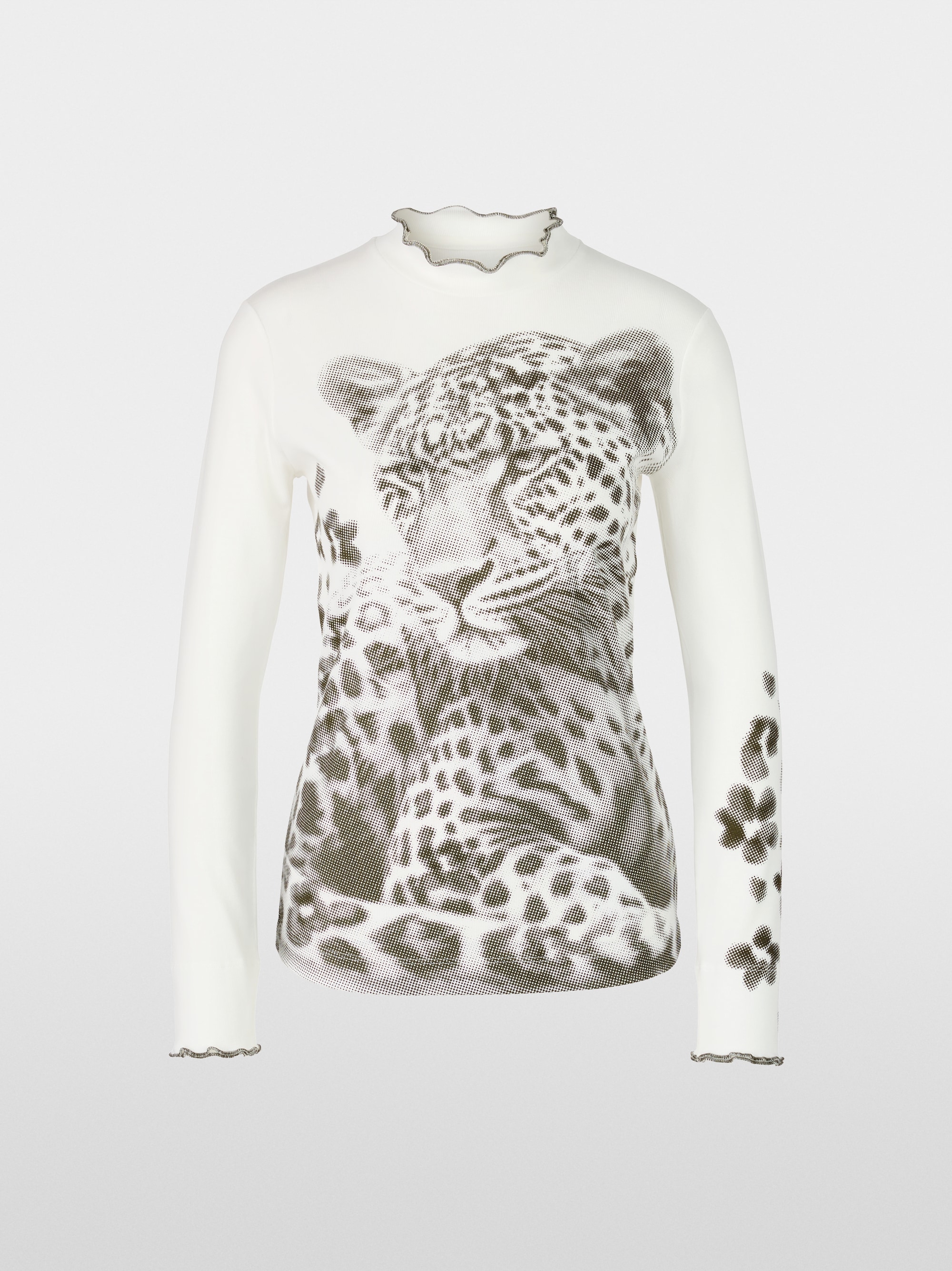 T-shirt en coton côtelé avec léopard