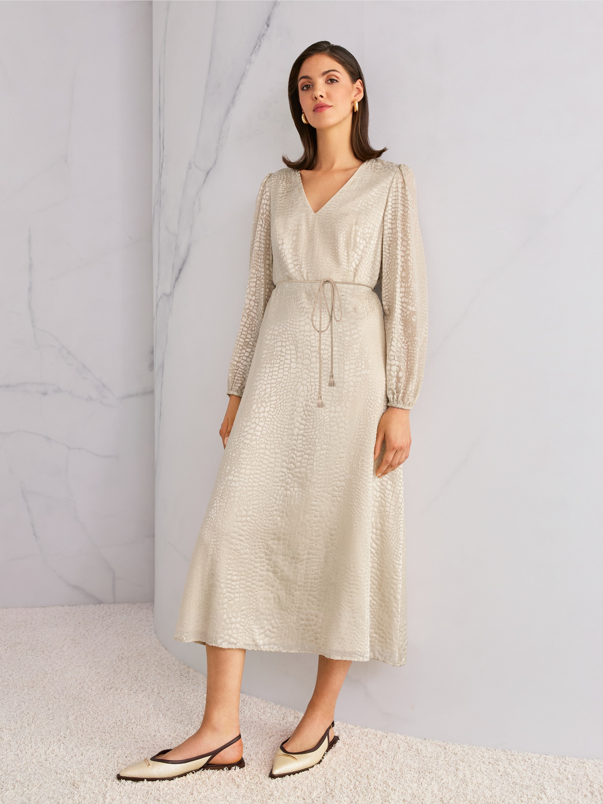 Devoré satin dress with leopard print