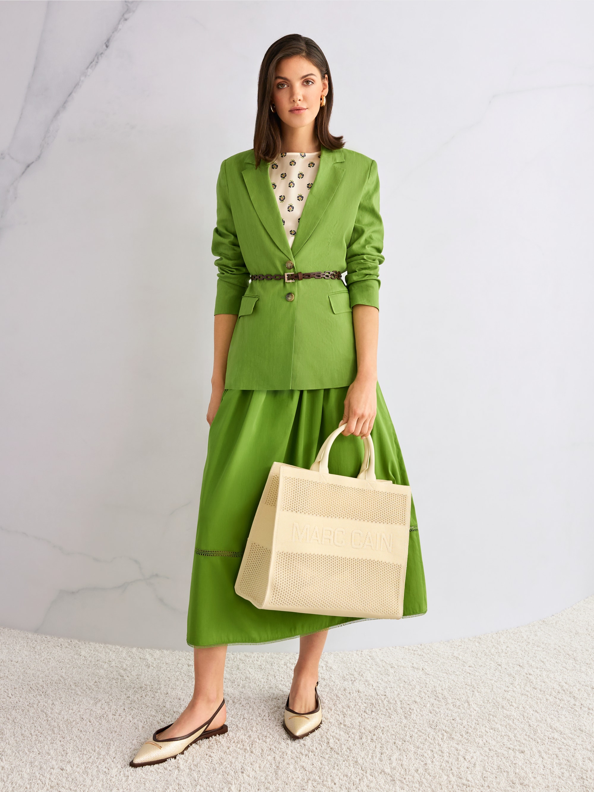 Long blazer with shoulder pads