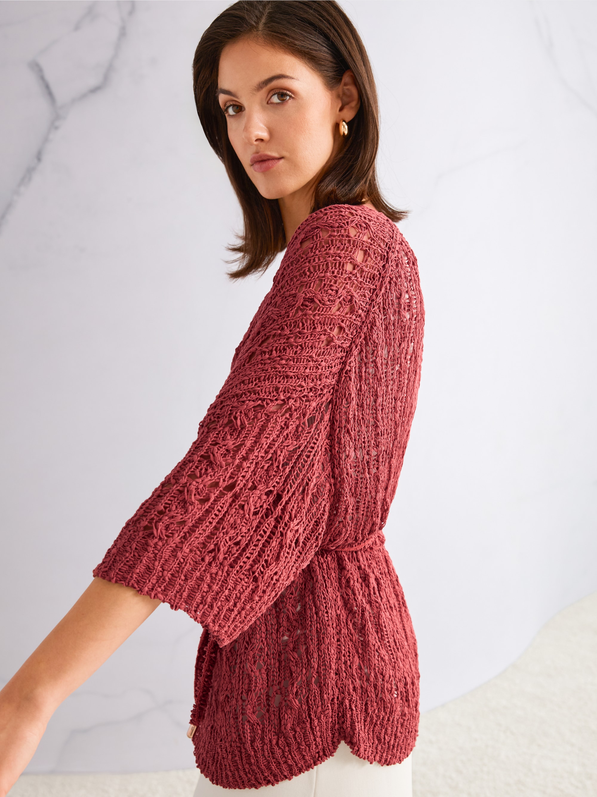 ‘Rethink Together’ openwork cardigan
