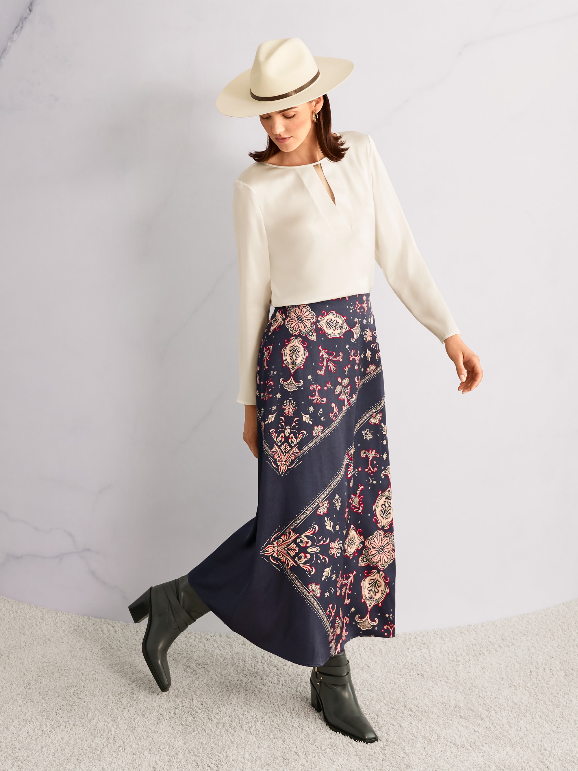 Jupe en viscose à imprimé cachemire