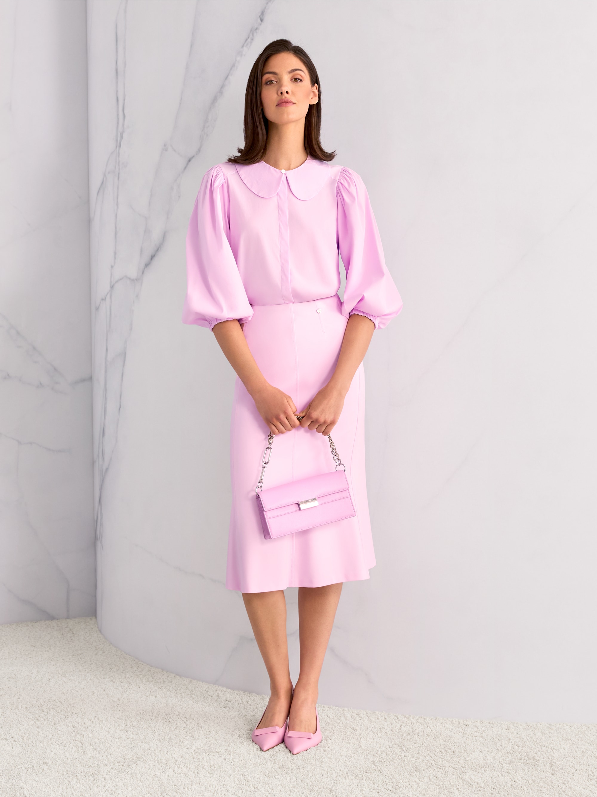 Jupe longueur genoux en viscose stretch