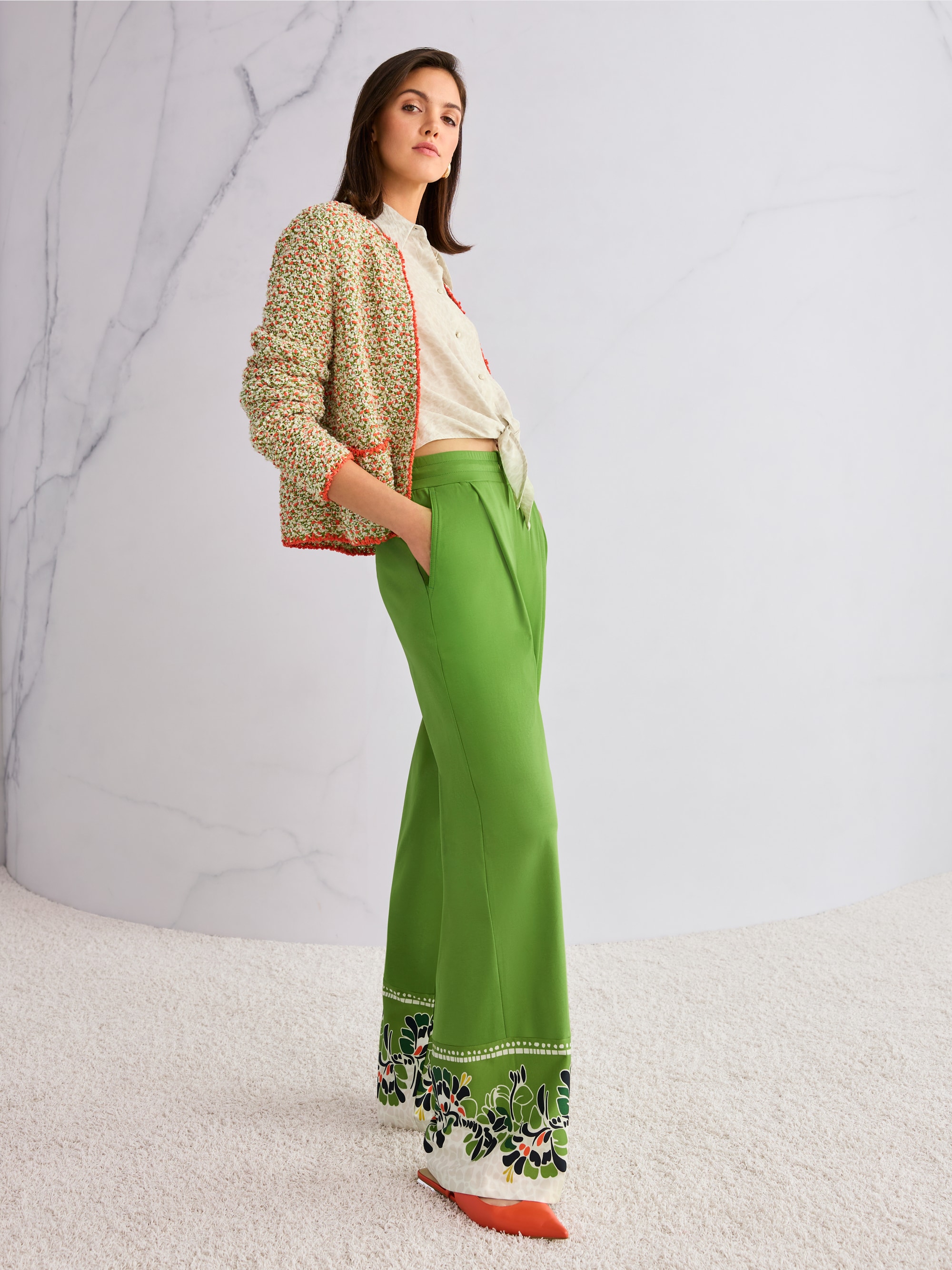 WEDI pull-on hibiscus flower trousers