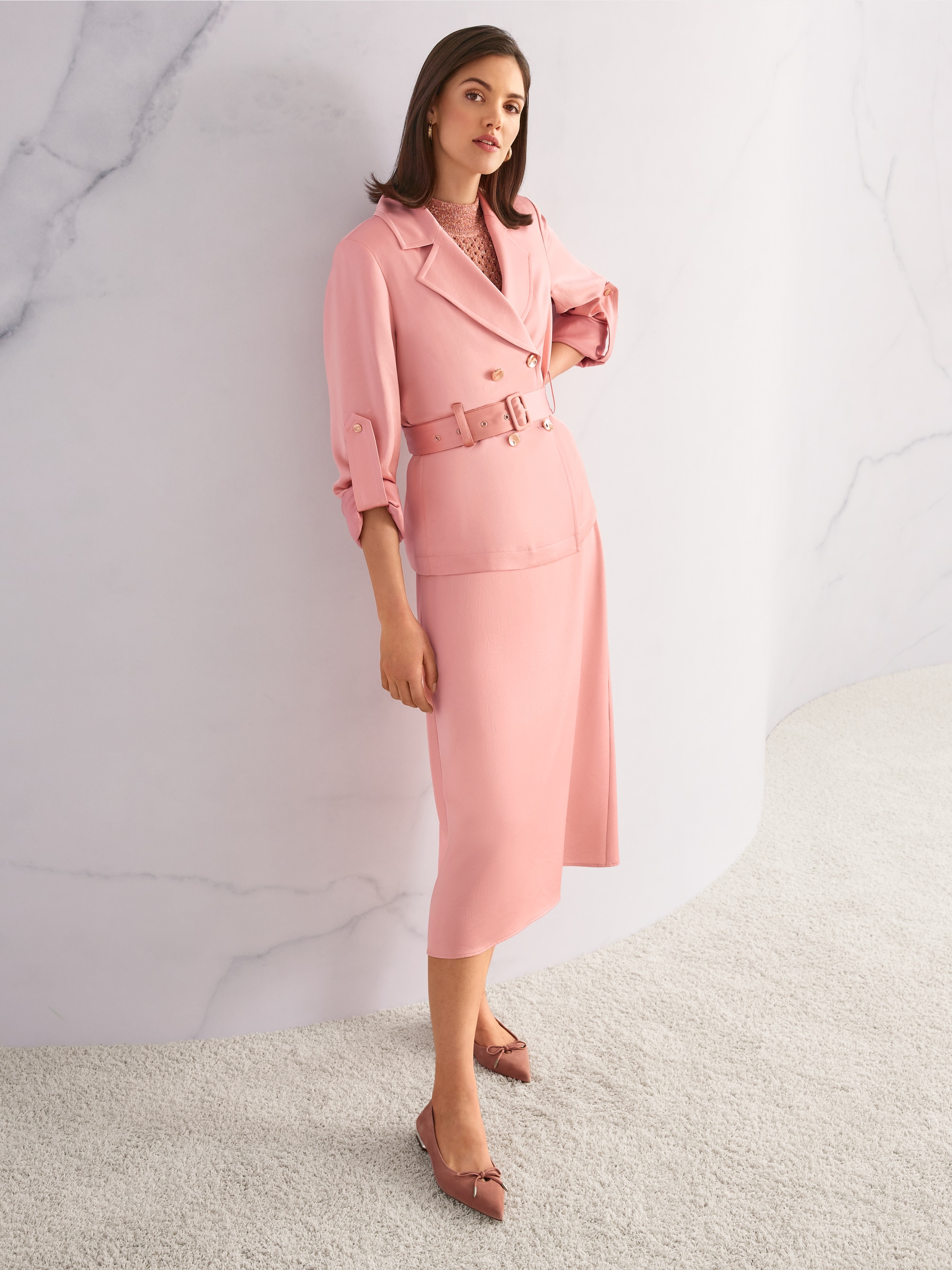 Pointed suede ballerina flats with bow