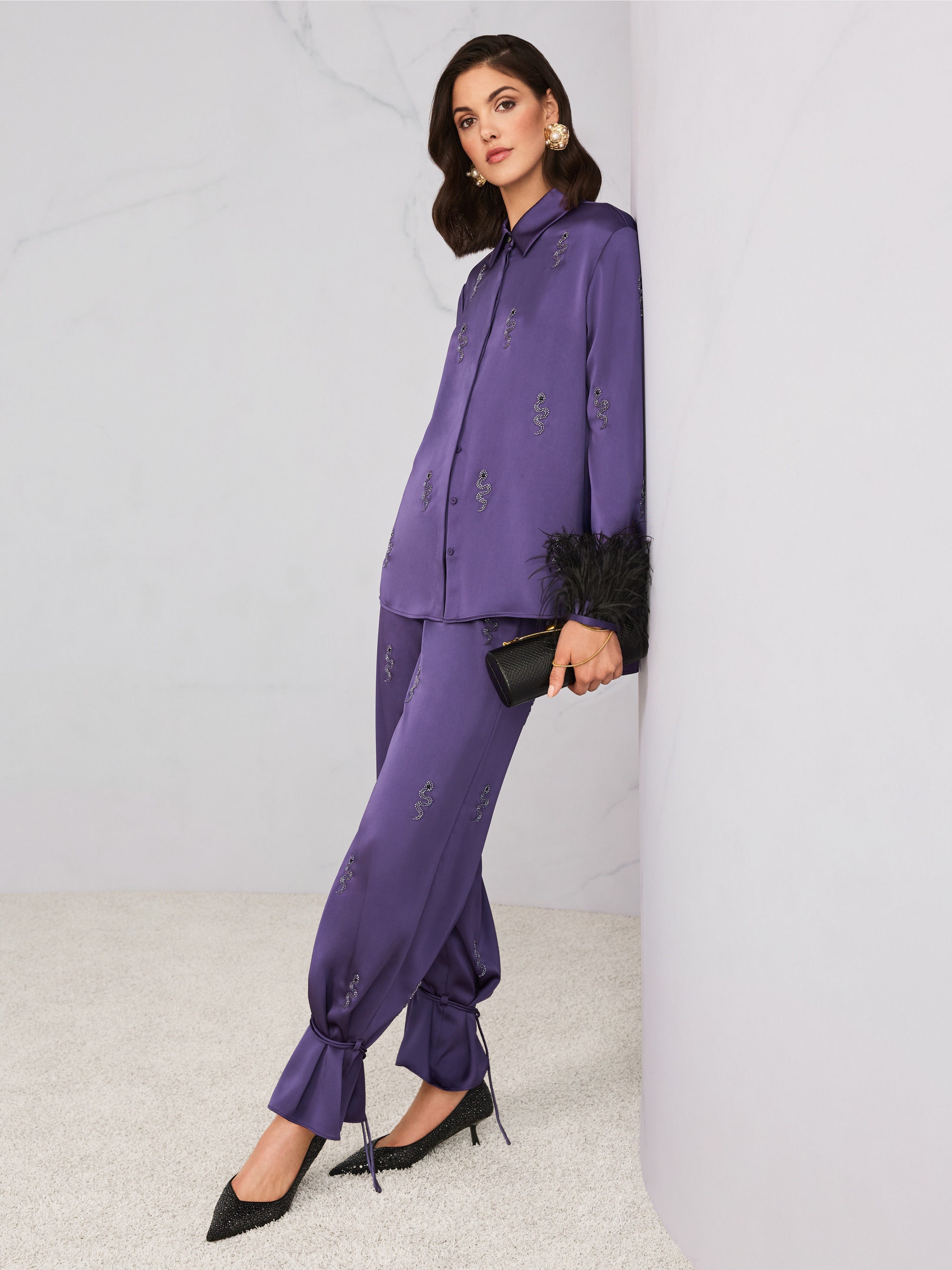 WELKOM snake embellishment trousers