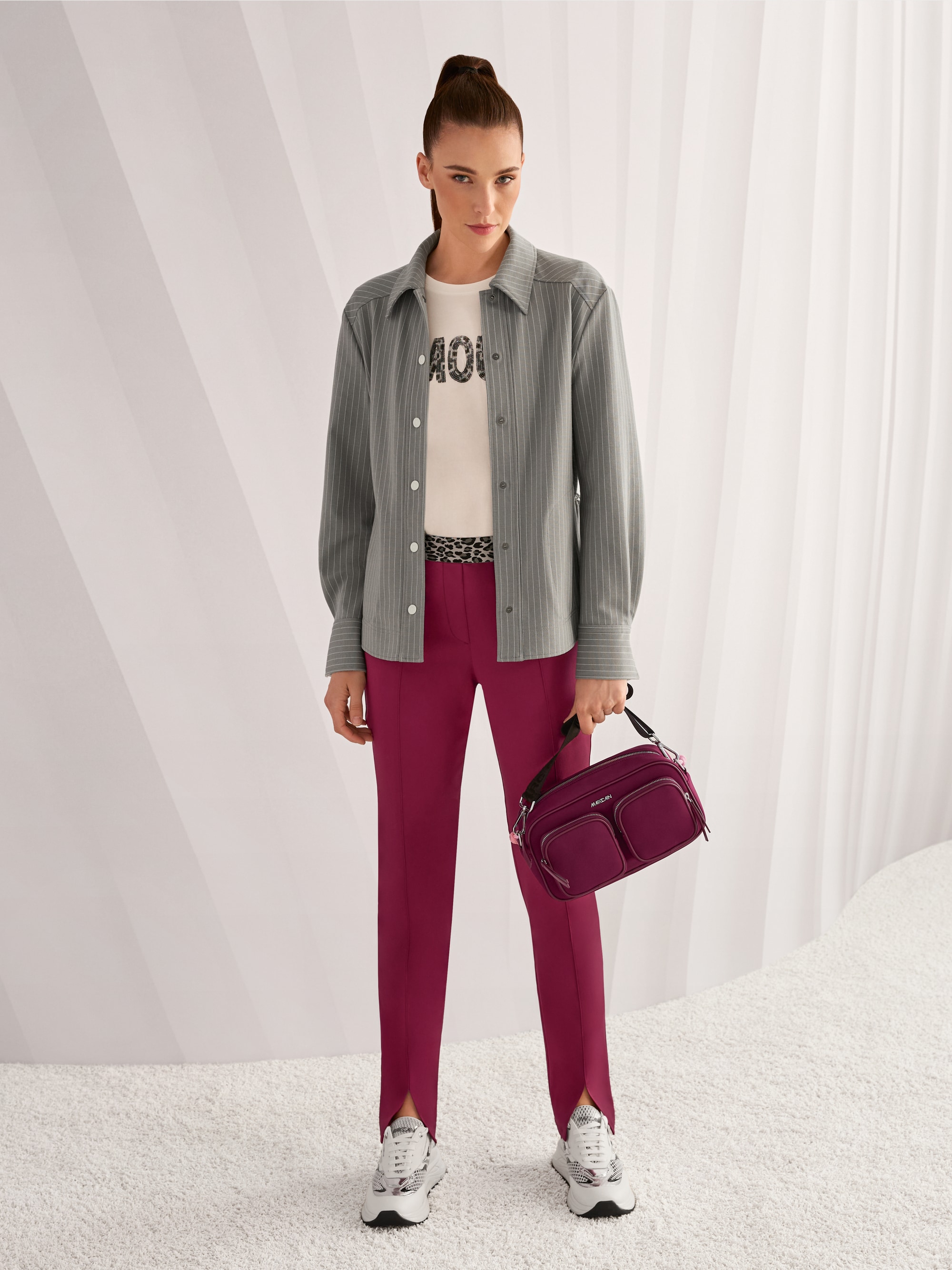 Striped shirt jacket