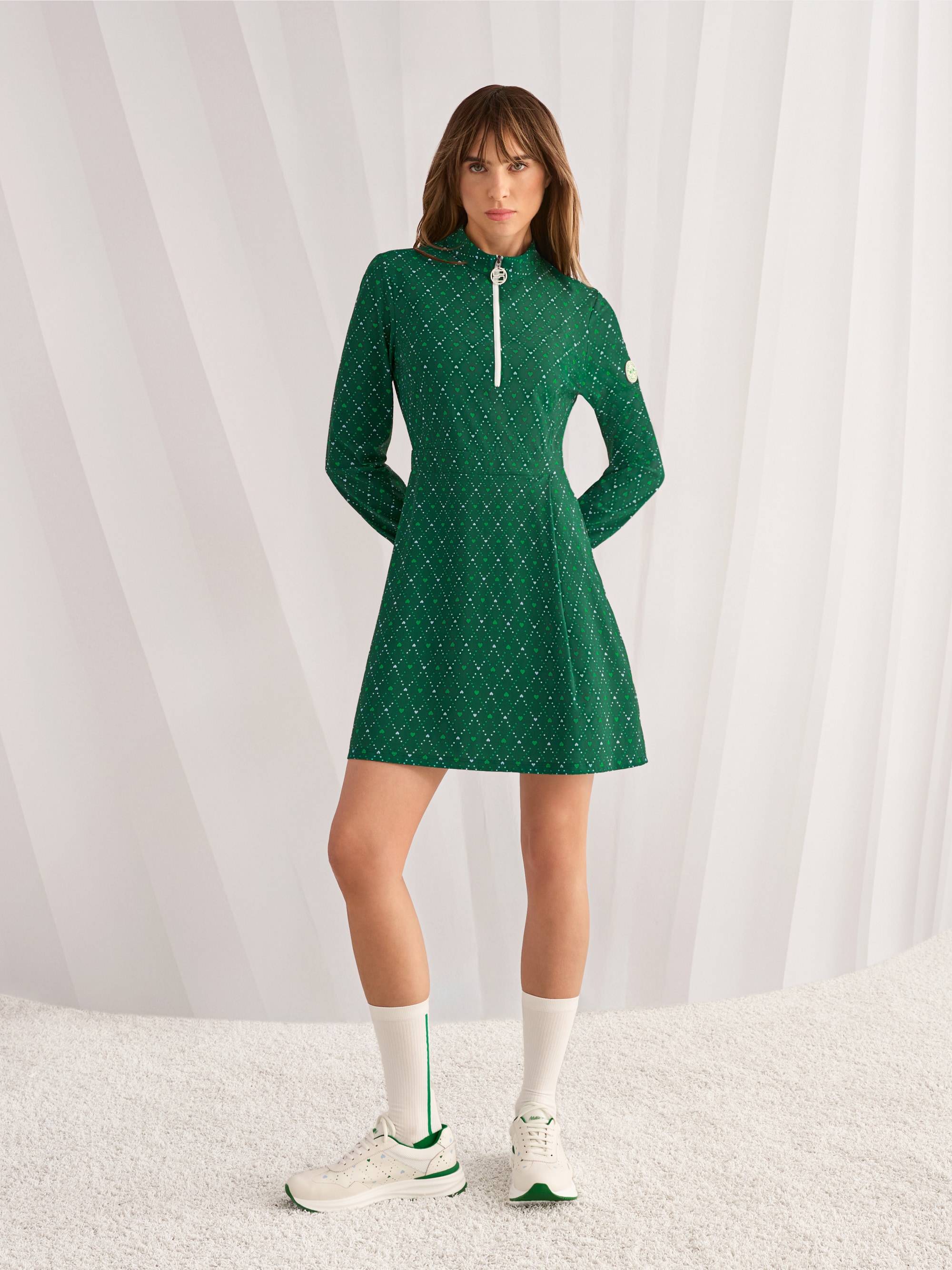 Leather mix trainers with heart print