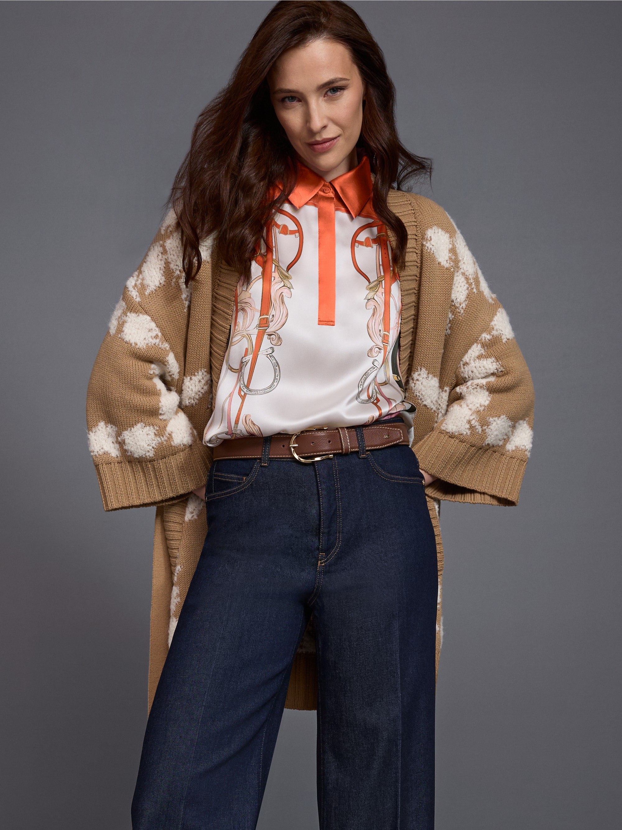 Silk blend blouse-style shirt